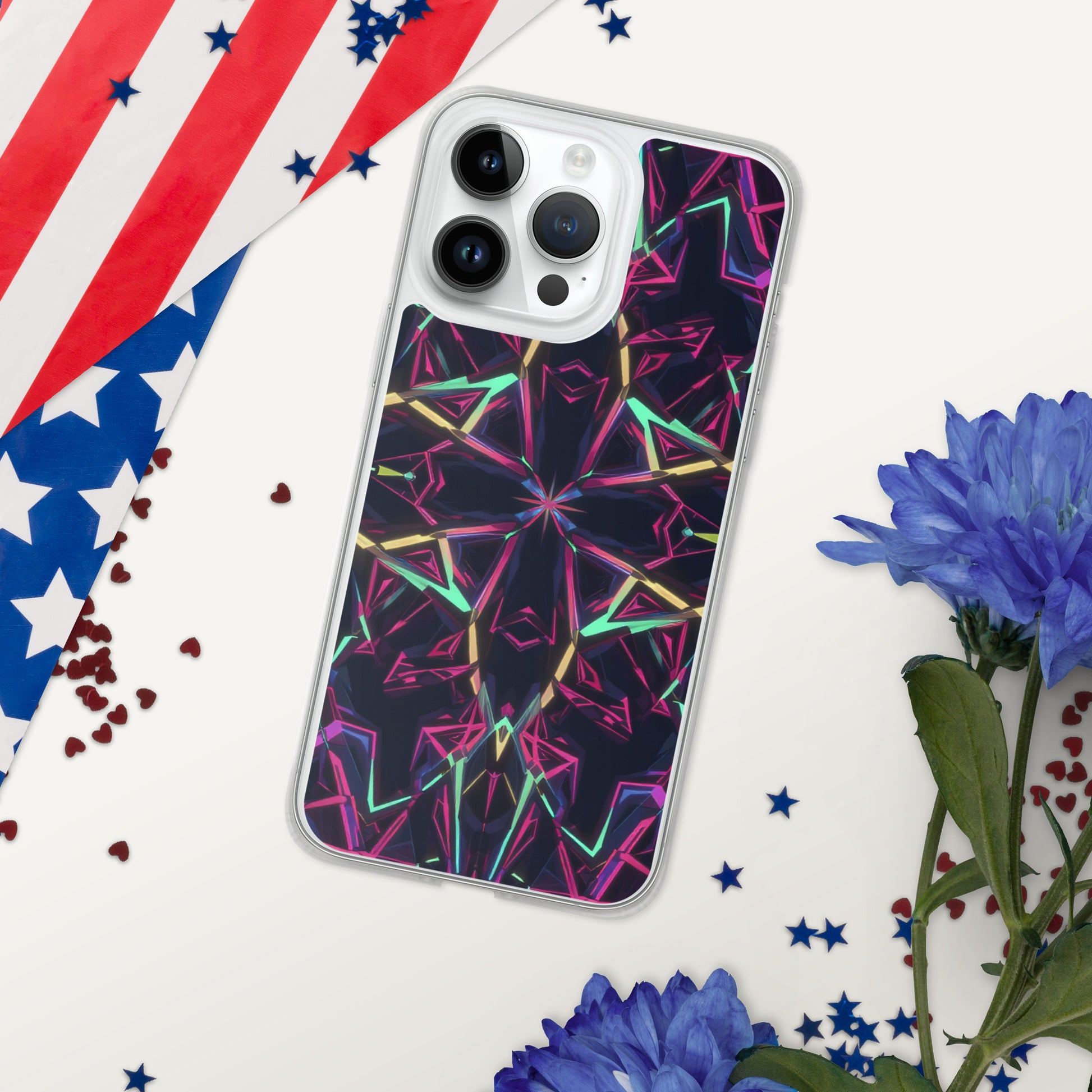 Clear Case for iPhone® - Neon Eclipse iPhone Clear Case – Elite Aura for Visionary Leaders by printfluence.net