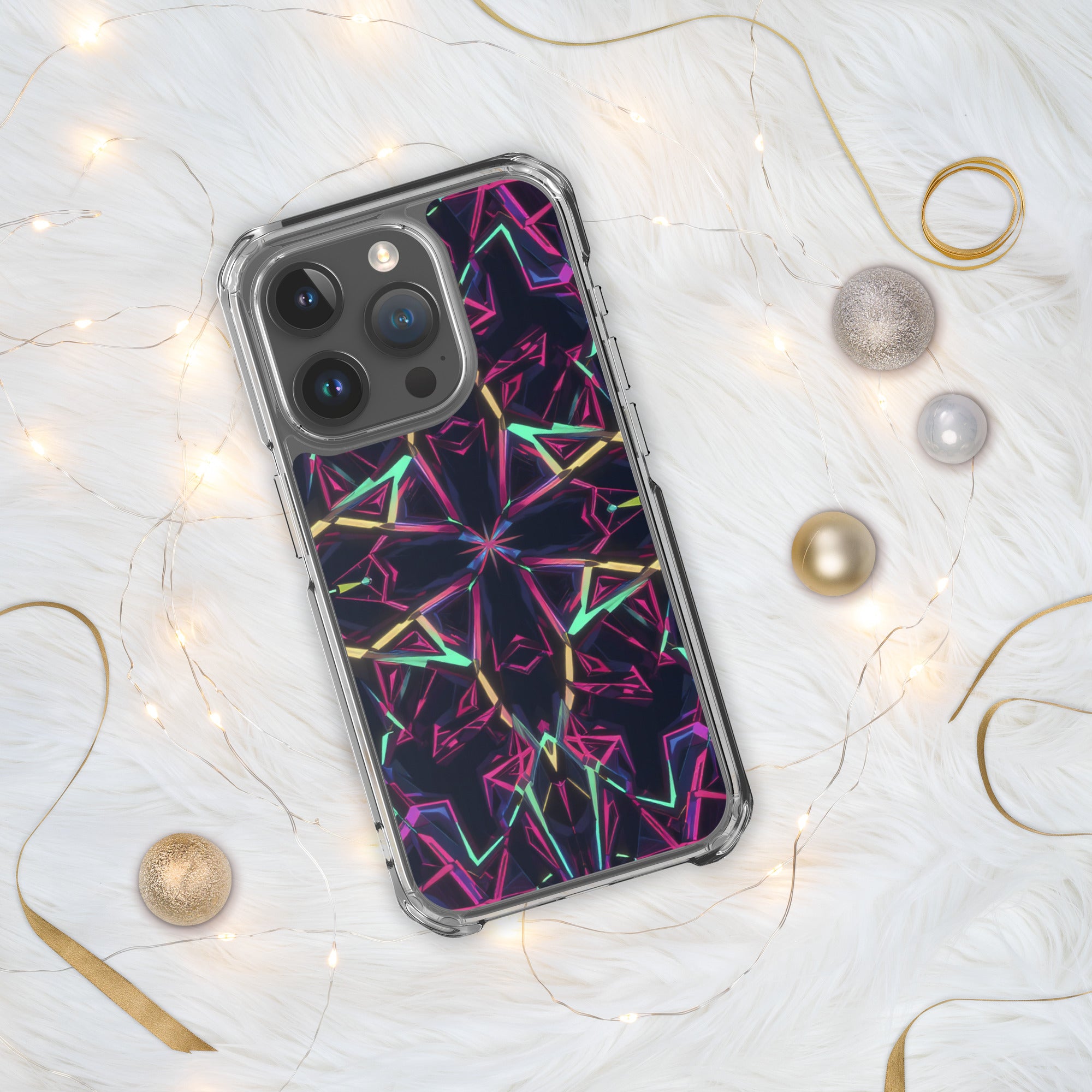 Clear Case for iPhone® - Neon Eclipse iPhone Clear Case – Elite Aura for Visionary Leaders by printfluence.net
