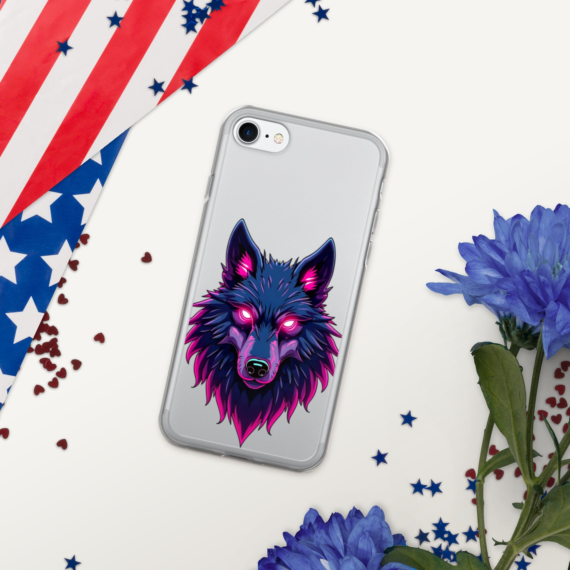 Clear Case for iPhone® - Dark Wolf Gaze Clear iPhone Case – For Fearless Elite Conquerors by printfluence.net