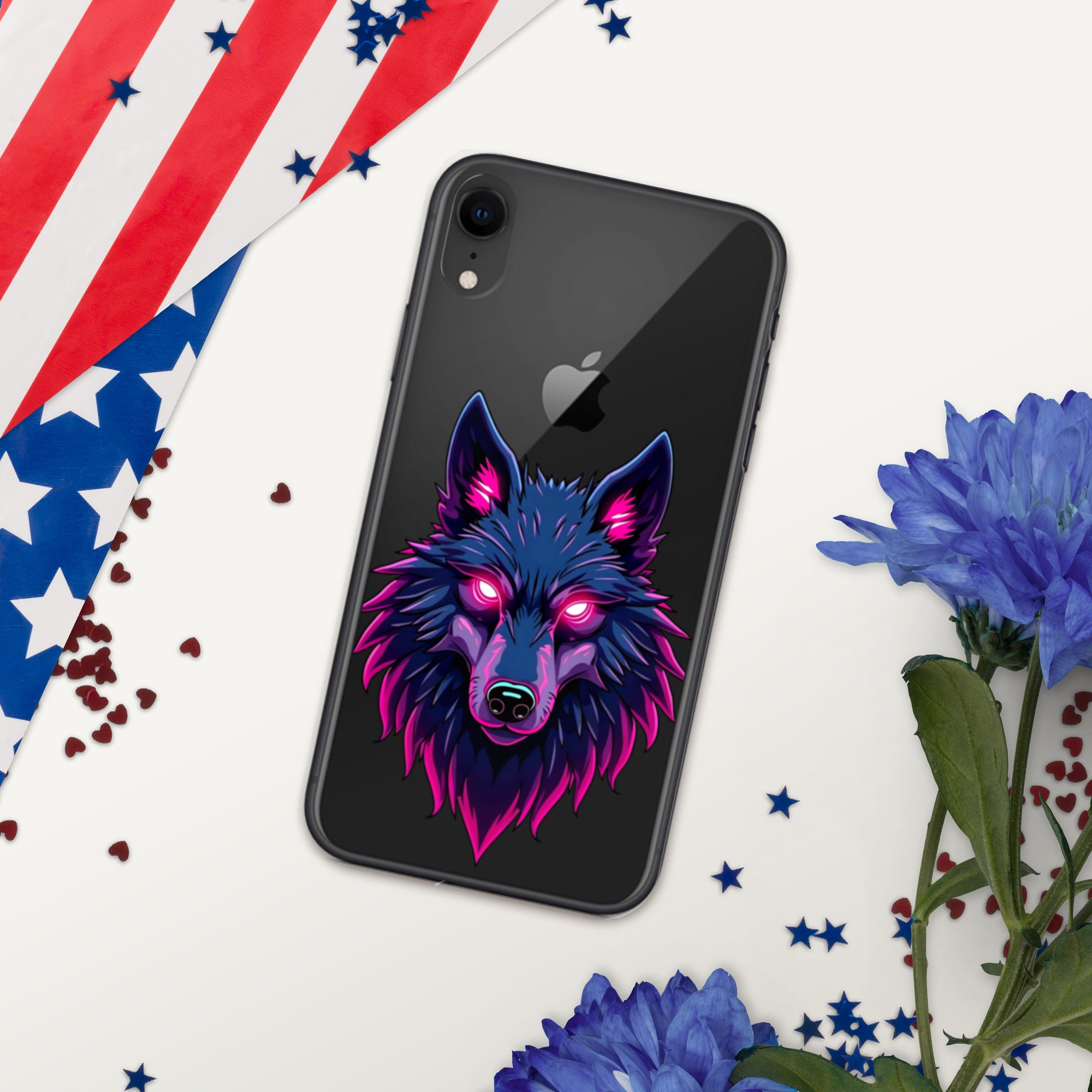 Clear Case for iPhone® - Dark Wolf Gaze Clear iPhone Case – For Fearless Elite Conquerors by printfluence.net