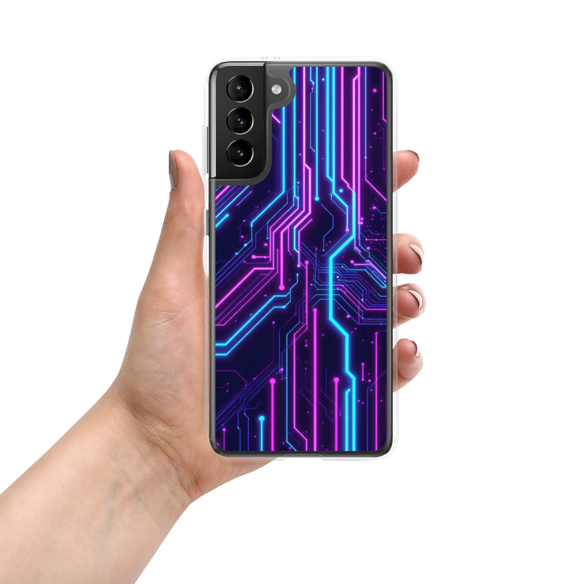 Clear Case for Samsung® - Neon Edge Samsung Clear Case – Cyber Power for Elite Visionaries by printfluence.net