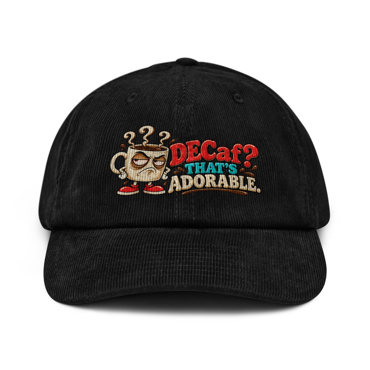 Sarcastic Humor Lovers | Corduroy Hat — DECaf? THAT'S ADORABLE. by printfluence