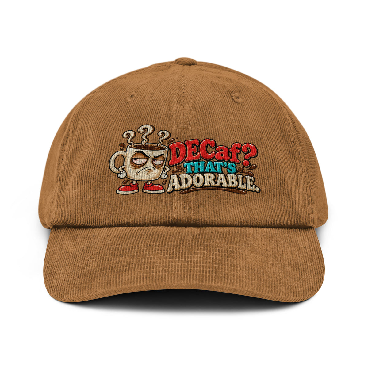 Sarcastic Humor Lovers | Corduroy Hat — DECaf? THAT'S ADORABLE. by printfluence