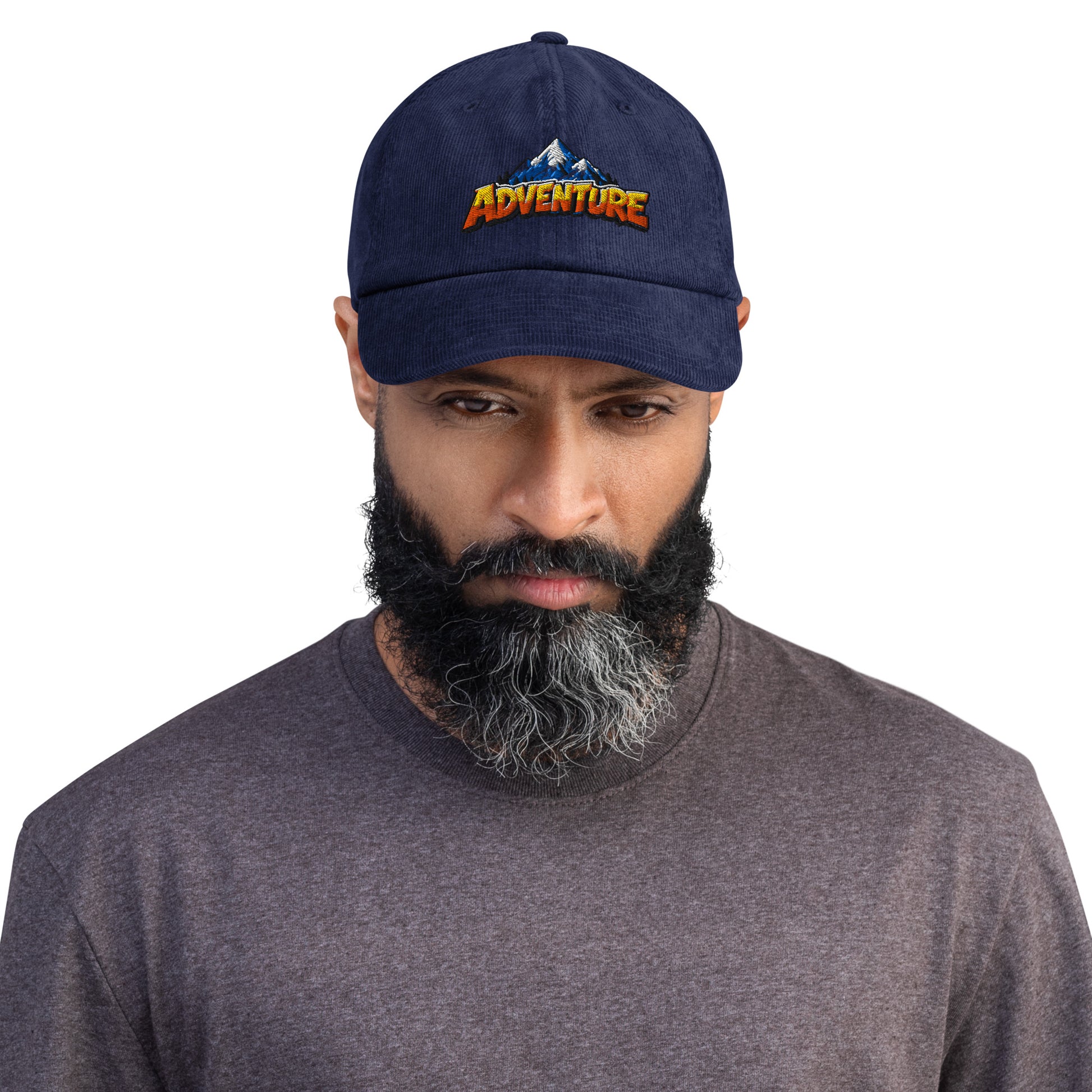 Corduroy hat - Majestic Mountain Adventure - Premium Snowy Peak Wanderlust Graphic Design by printfluence.net