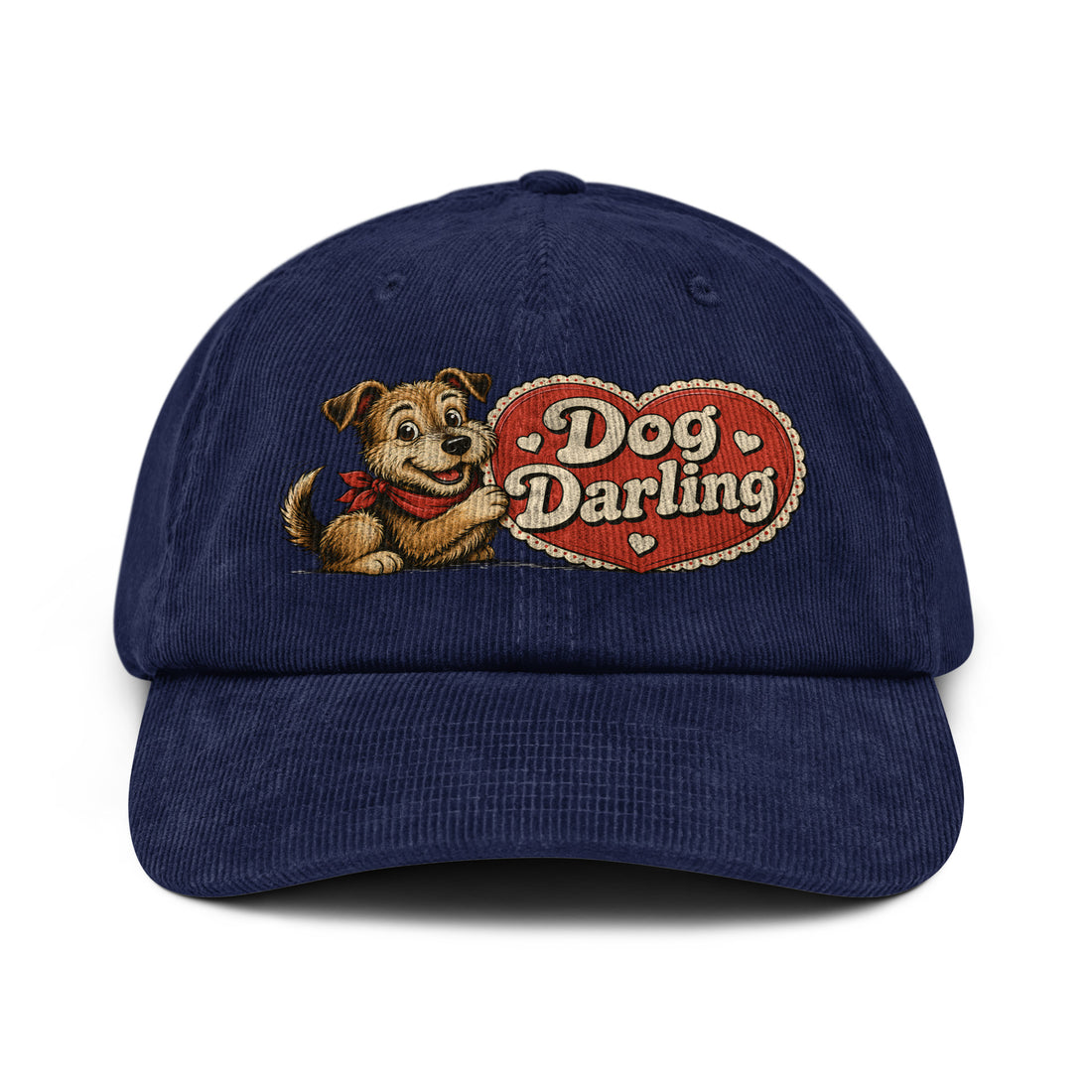 Retro Dog Darling Corduroy Hat - Cute Puppy Love Graphic Vintage Cap for Dog Lovers by printfluence.net