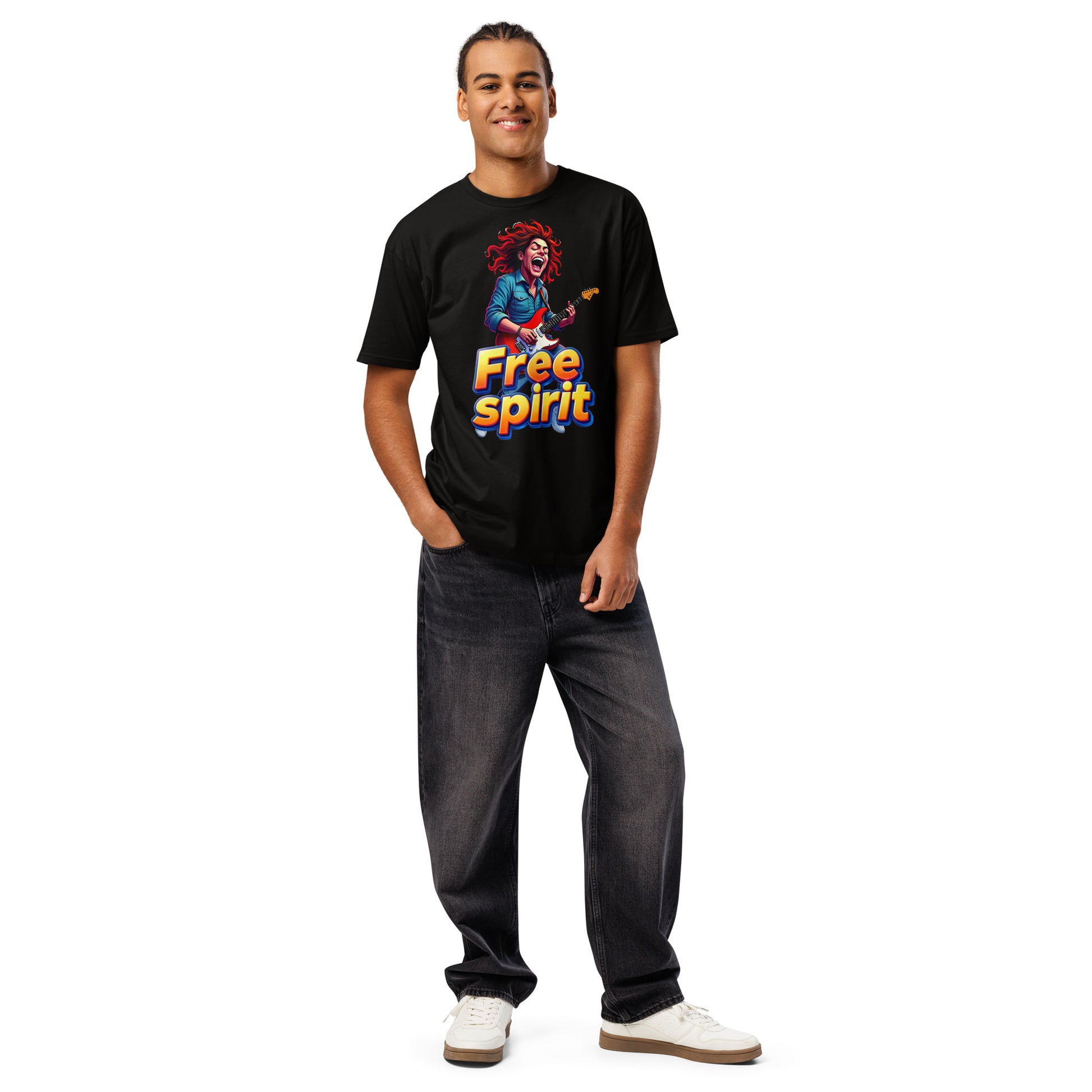 Cotton Heritage MC1082 I Men's Premium Short Sleeve Tee - Free Spirit Rocker Tee – Wild Guitar Energy by printfluence.net