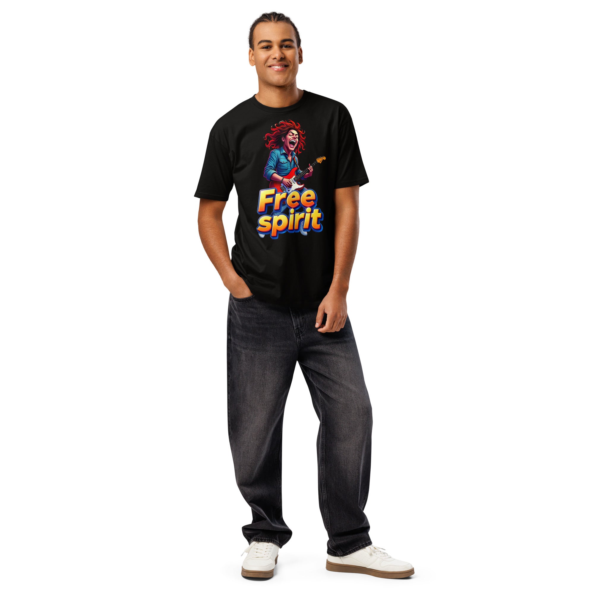 Cotton Heritage MC1082 I Men's Premium Short Sleeve Tee - Free Spirit Rocker Tee – Wild Guitar Energy by printfluence.net