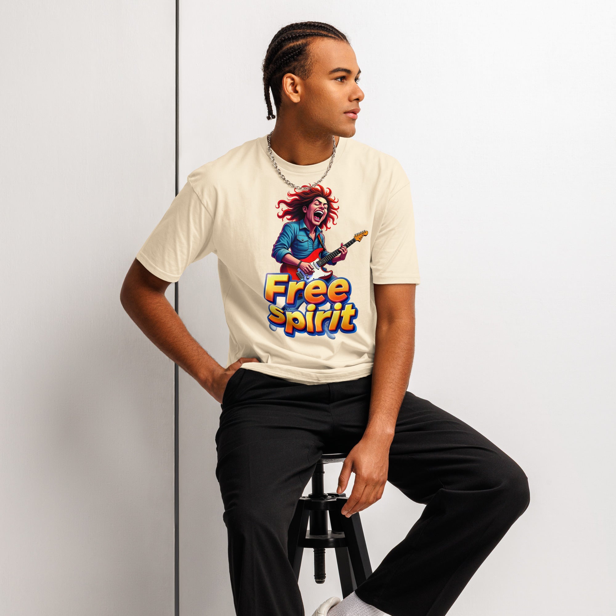 Cotton Heritage MC1082 I Men's Premium Short Sleeve Tee - Free Spirit Rocker Tee – Wild Guitar Energy by printfluence.net