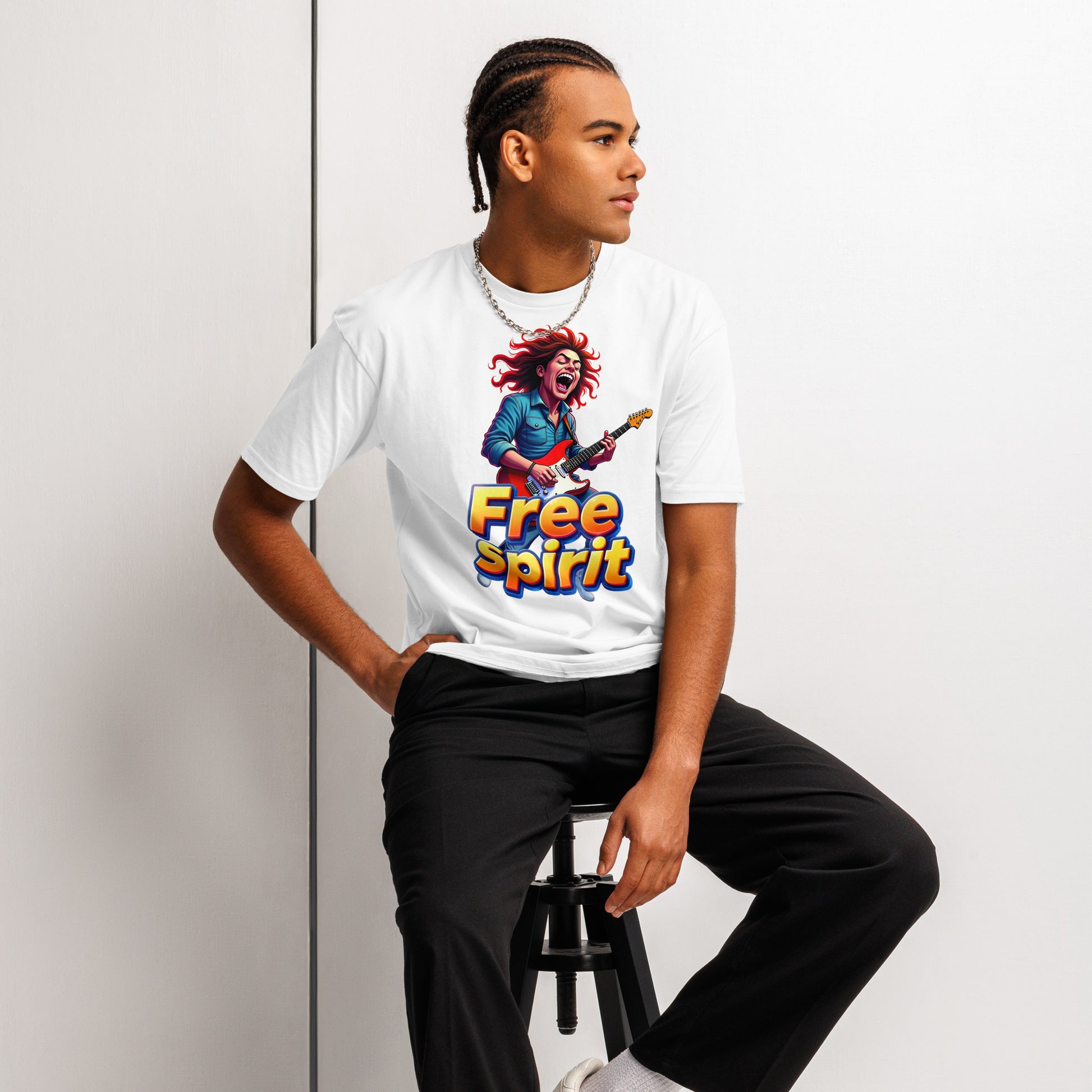 Cotton Heritage MC1082 I Men's Premium Short Sleeve Tee - Free Spirit Rocker Tee – Wild Guitar Energy by printfluence.net