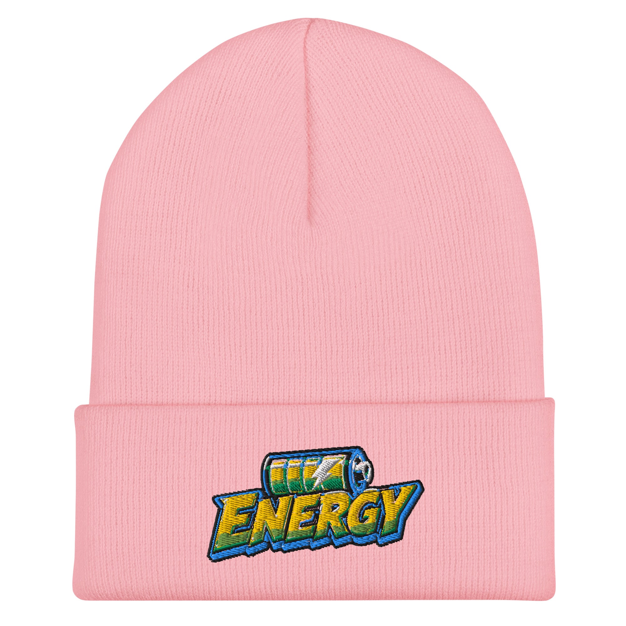 Cuffed Beanie - Fully Charged Battery Energy - Premium Neon Green Lightning Graphic Design by printfluence.net