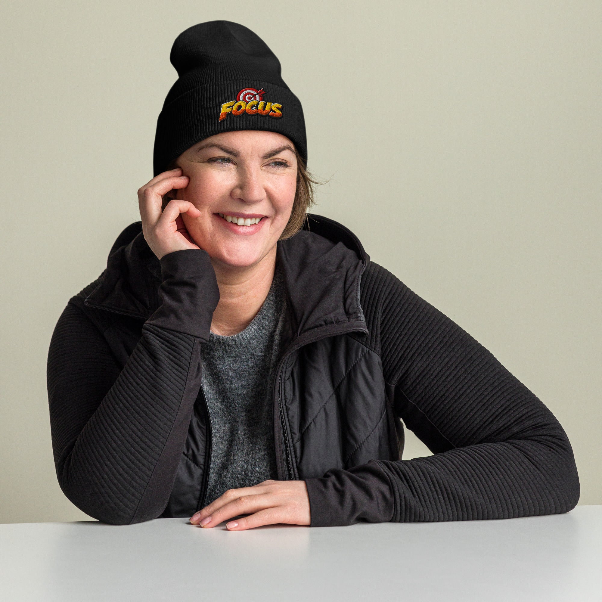 Cuffed Beanie - Bullseye Target Focus - Premium Sharp Precision Graphic Design by printfluence.net