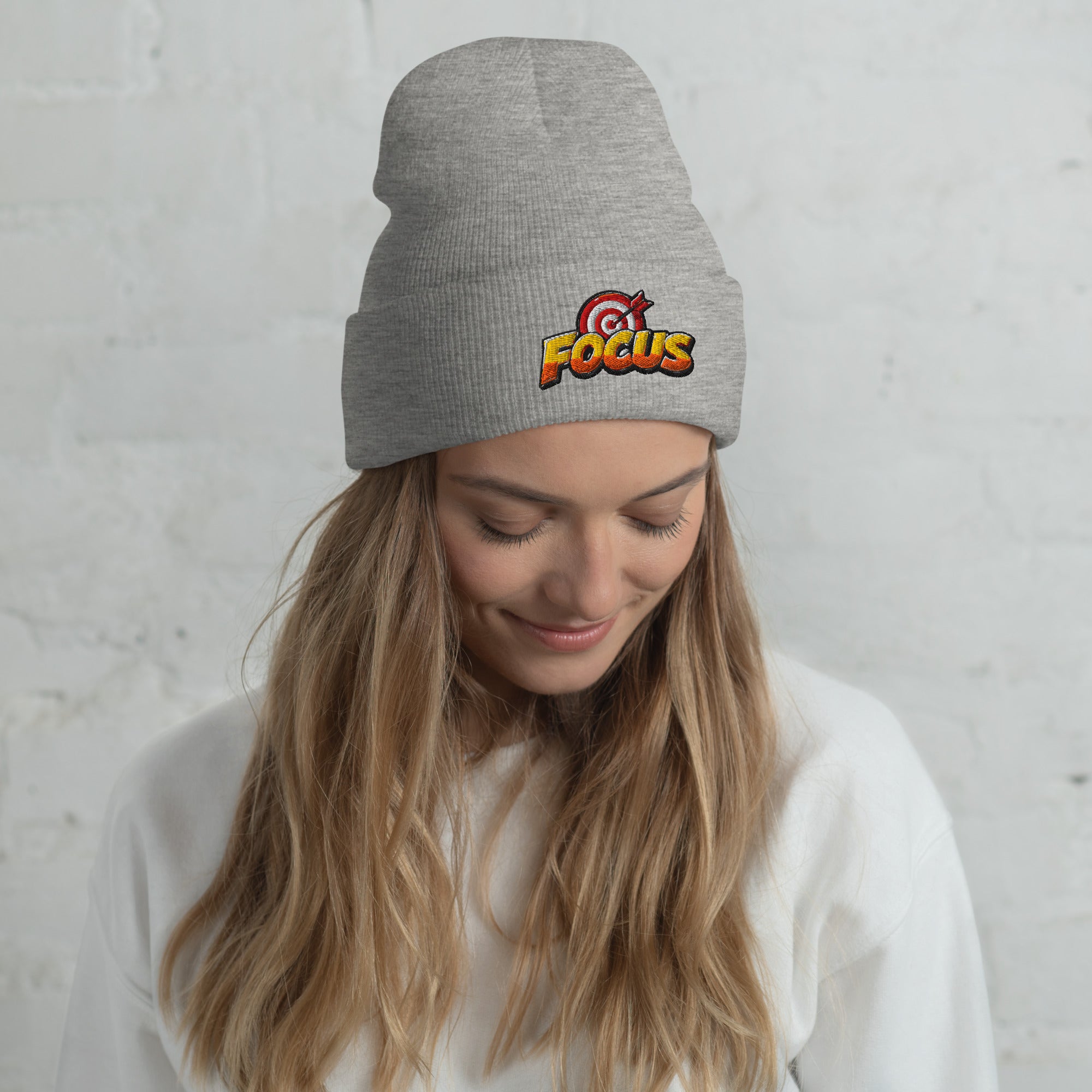 Cuffed Beanie - Bullseye Target Focus - Premium Sharp Precision Graphic Design by printfluence.net