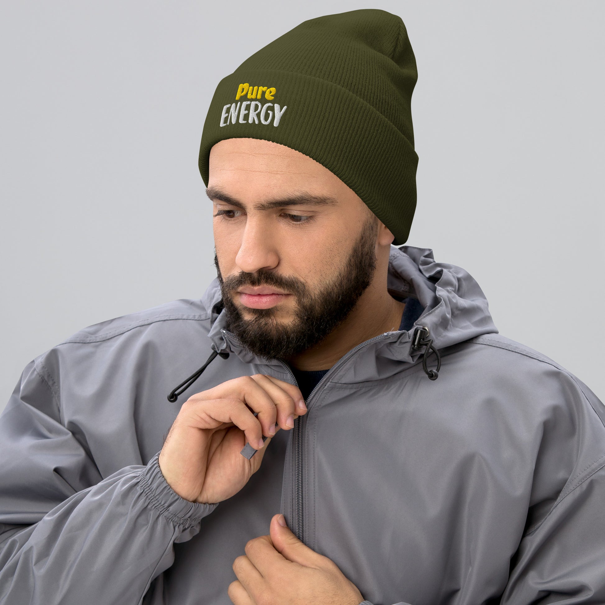 Cuffed Beanie - Pure Energy Elite Cap – Ambitious Power Unleashed by printfluence.net