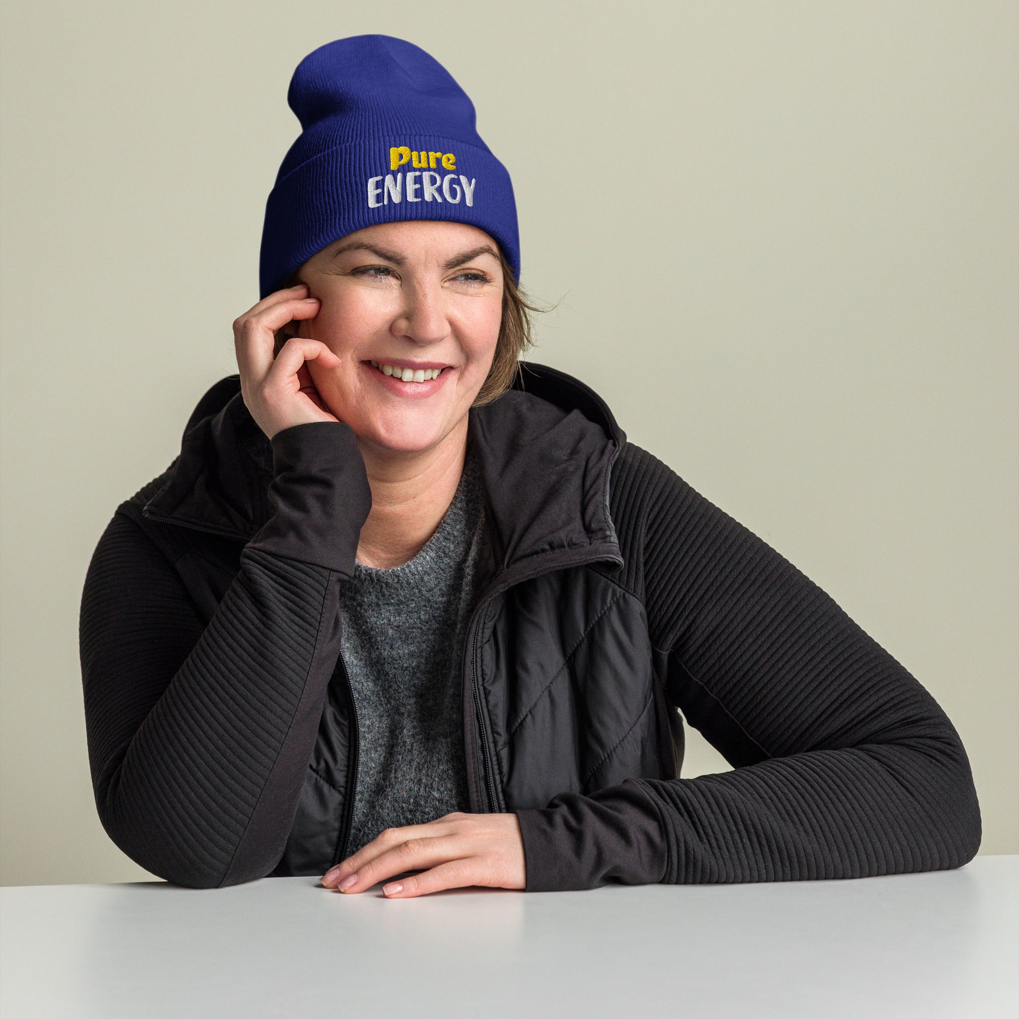 Cuffed Beanie - Pure Energy Elite Cap – Ambitious Power Unleashed by printfluence.net