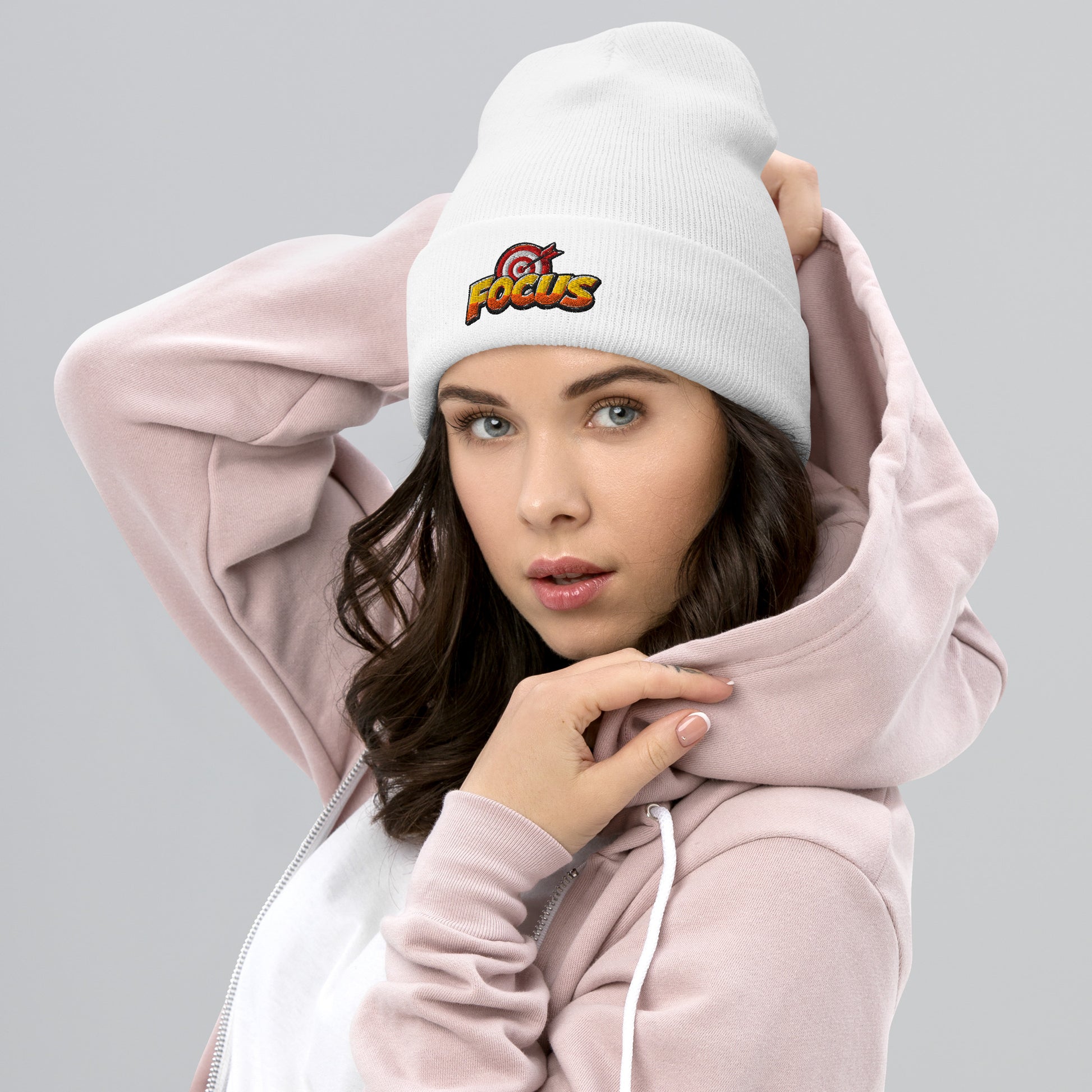 Cuffed Beanie - Bullseye Target Focus - Premium Sharp Precision Graphic Design by printfluence.net