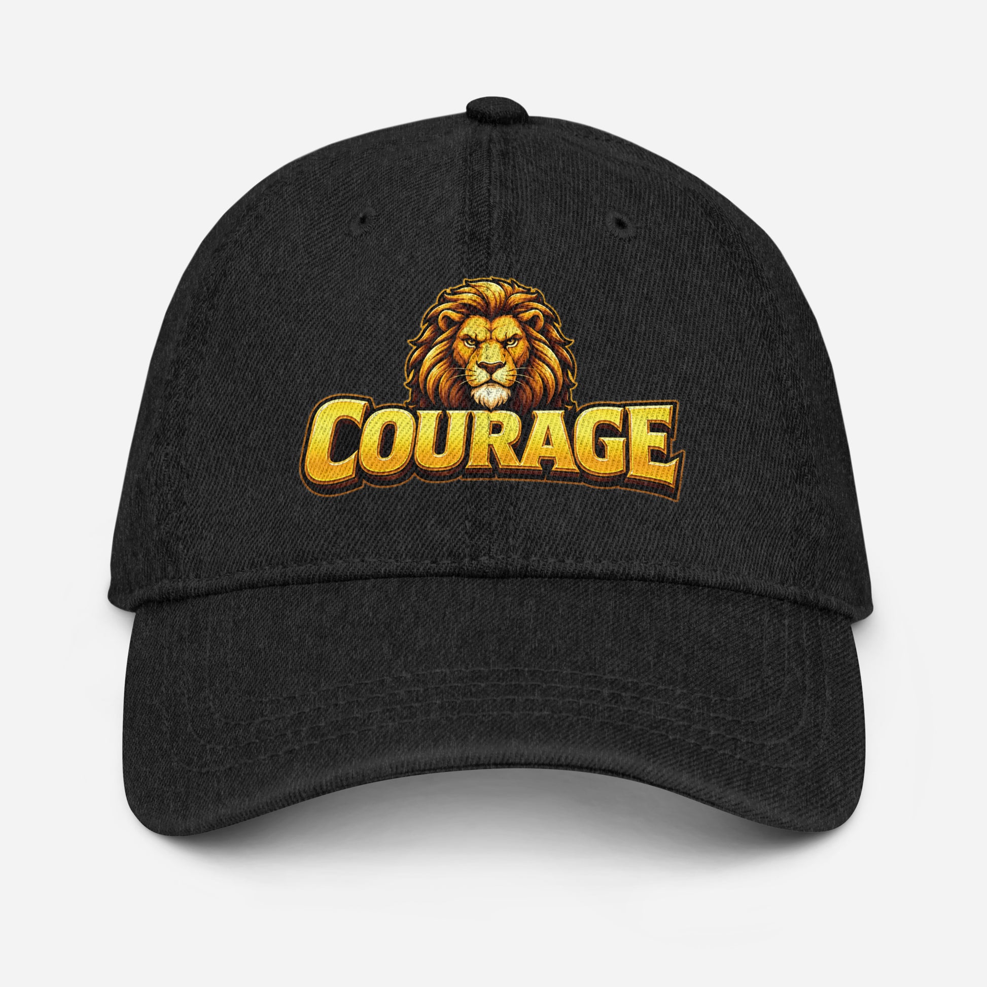 Denim Hat - Majestic Golden Lion - Courage Premium Sovereign Graphic Design by printfluence.net