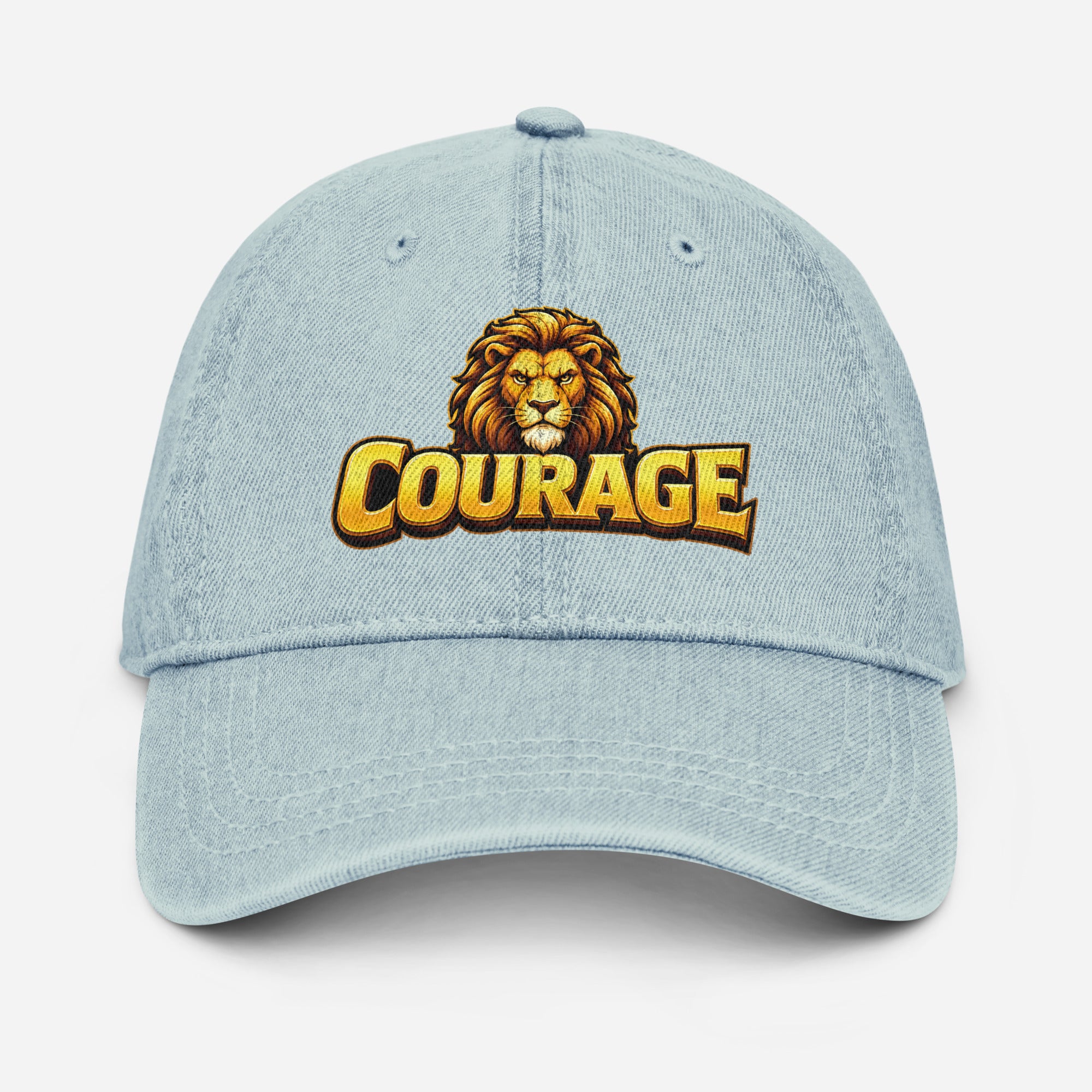 Denim Hat - Majestic Golden Lion - Courage Premium Sovereign Graphic Design by printfluence.net