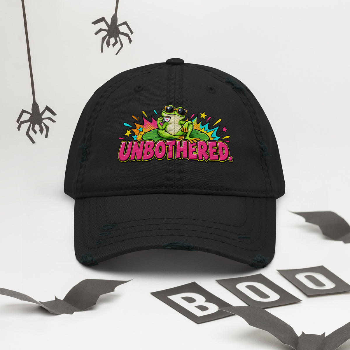 Sarcastic Humor Lovers | Distressed Dad Hat — UNBOTHERED. by printfluence