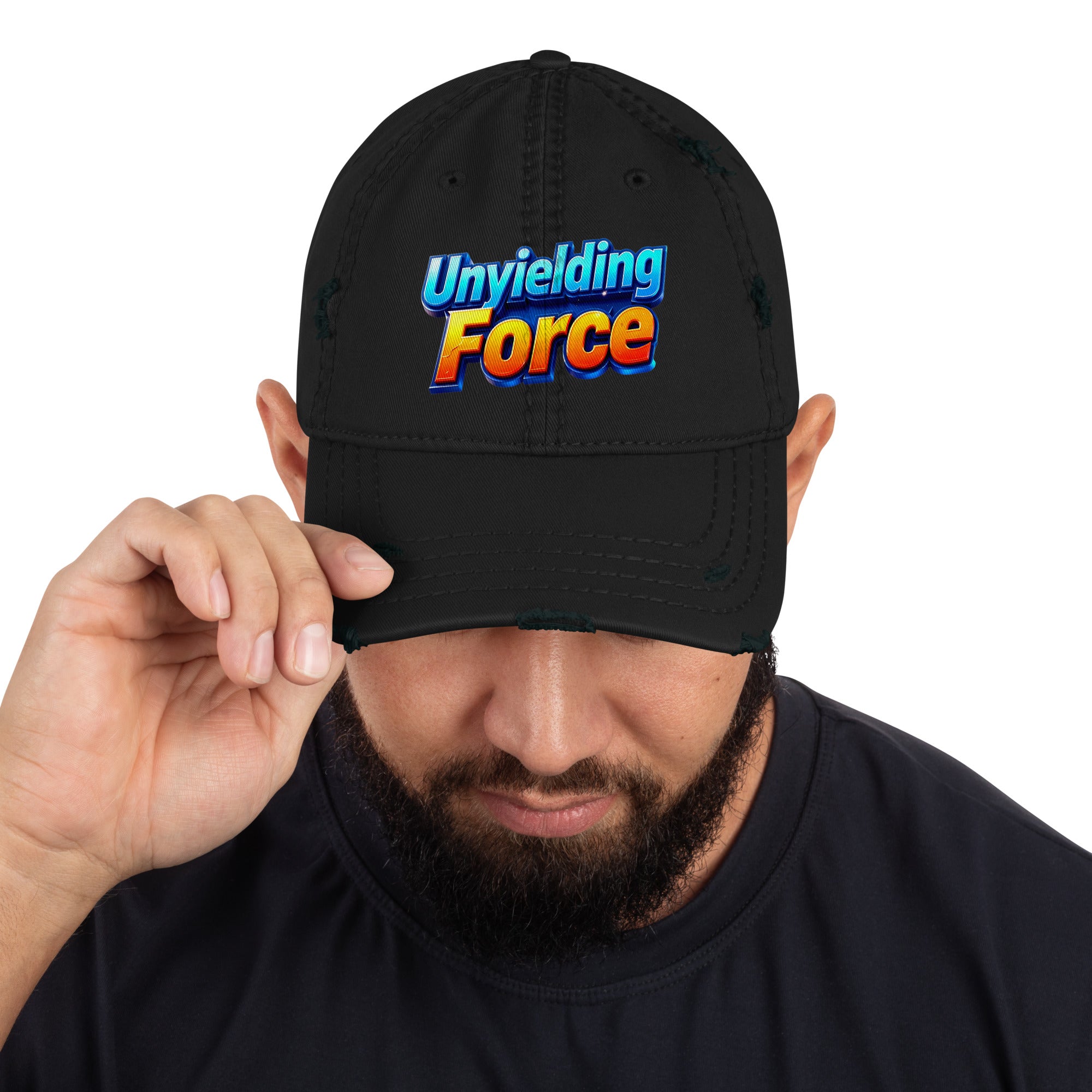 Distressed Dad Hat - Unyielding Force Distressed Dad Hat – Glow Power Vintage Cap by printfluence.net