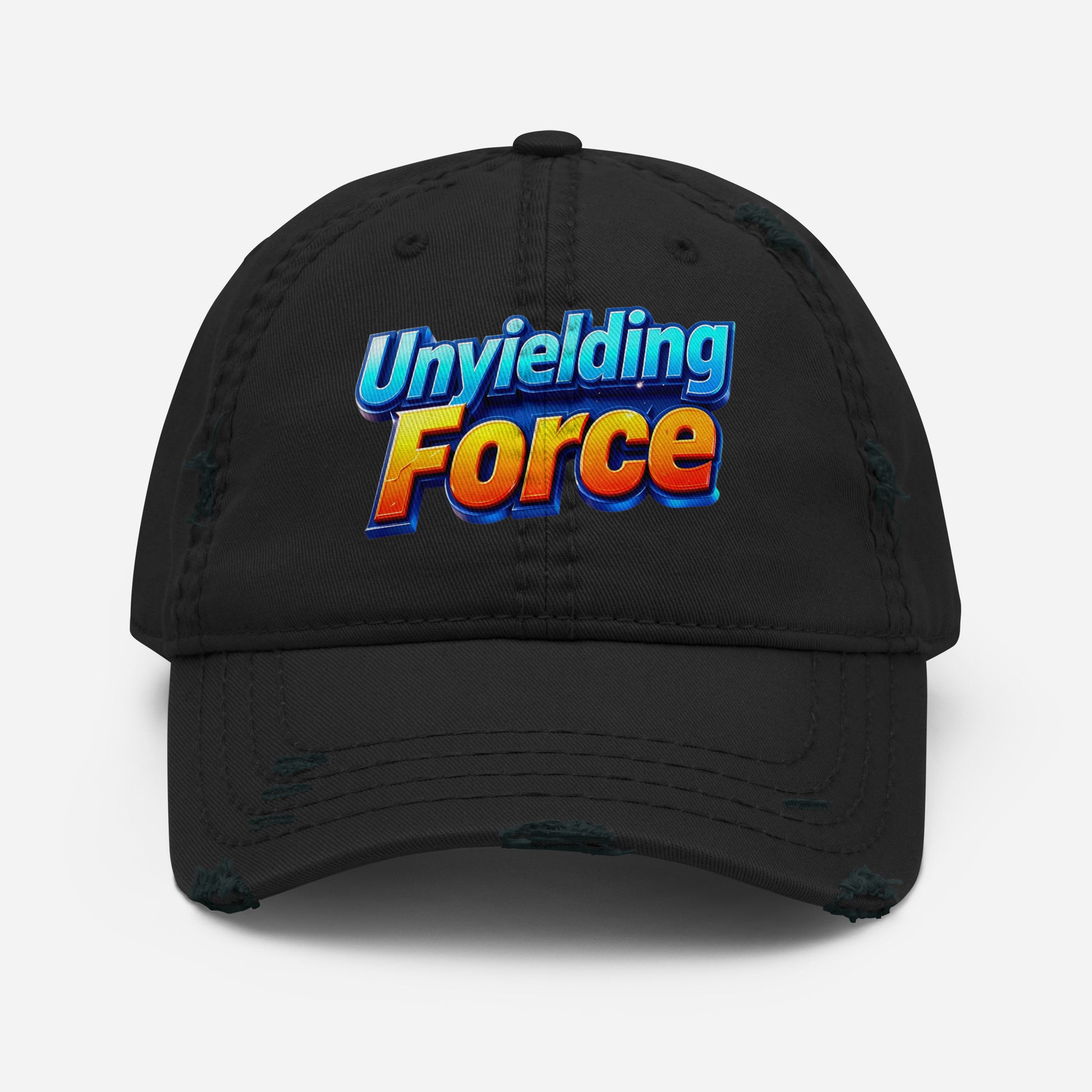Distressed Dad Hat - Unyielding Force Distressed Dad Hat – Glow Power Vintage Cap by printfluence.net