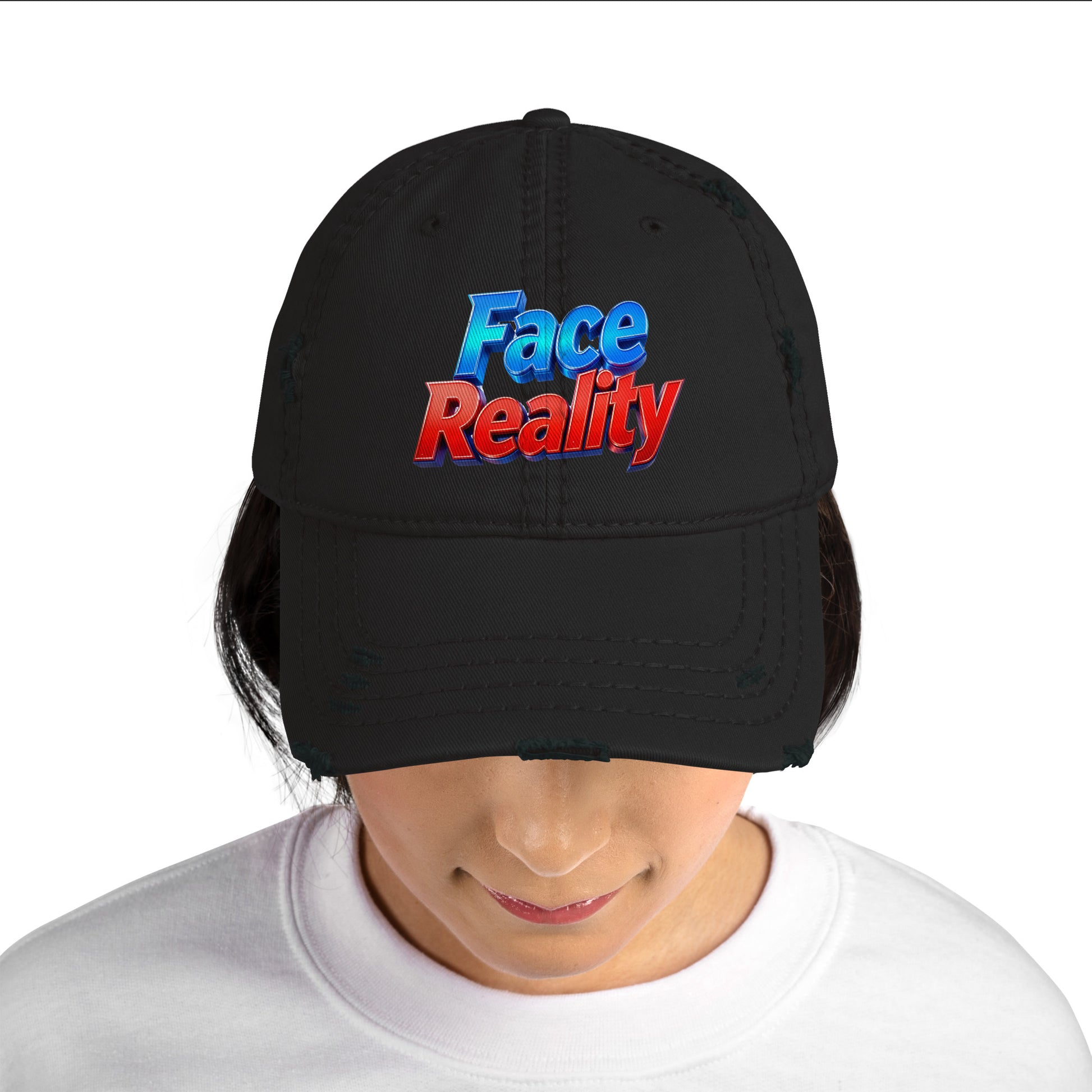 Distressed Dad Hat - Face Reality Distressed Dad Hat – Raw Truth Vintage Style by printfluence.net