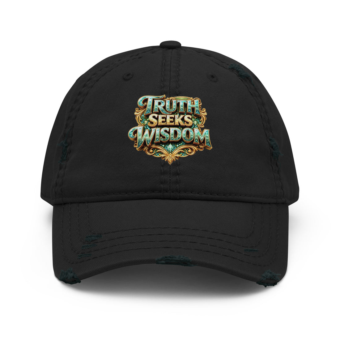 Distressed Dad Hat - Truth Seeks Wisdom Distressed Dad Hat – Vintage Philosophy Quote Cap by printfluence.net