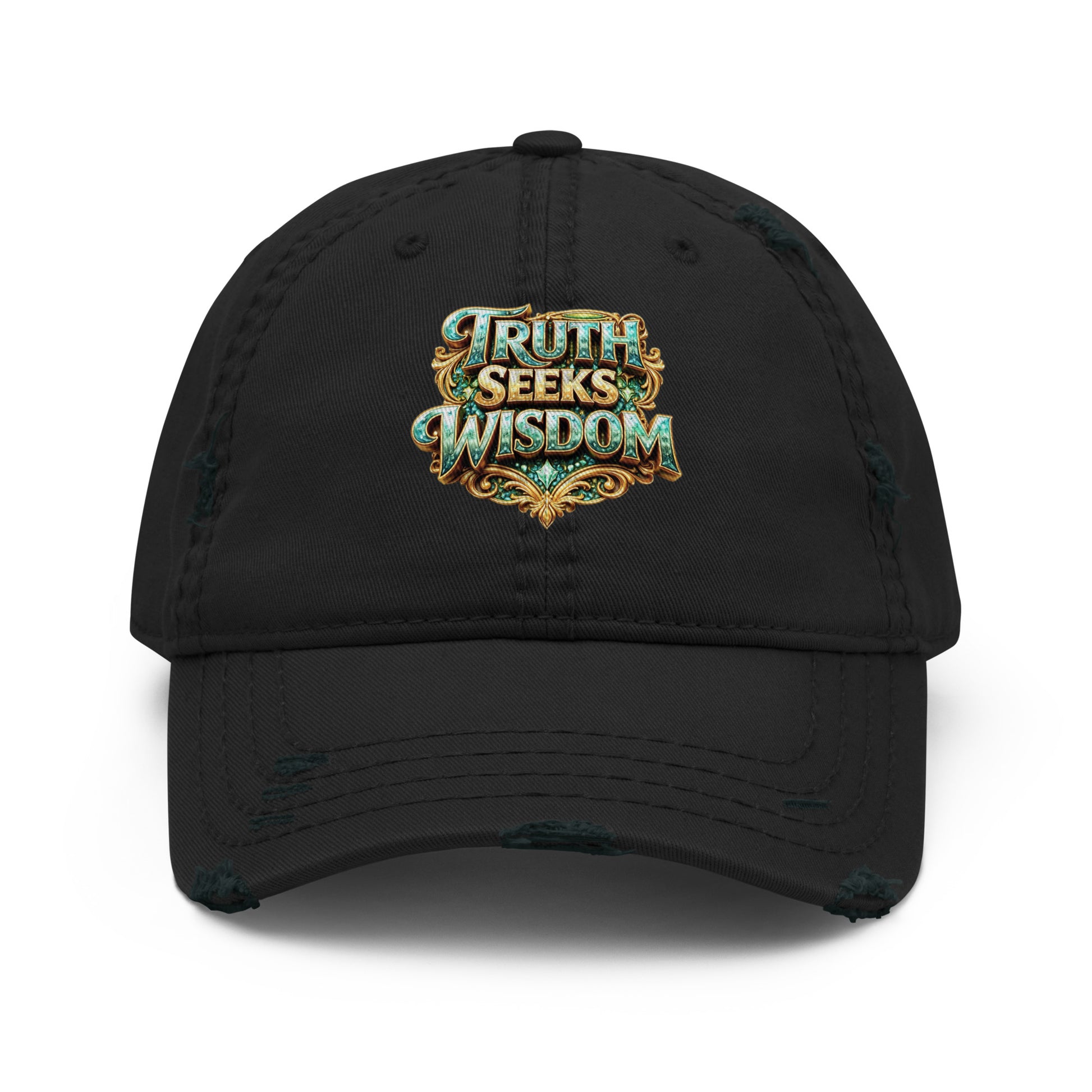 Distressed Dad Hat - Truth Seeks Wisdom Distressed Dad Hat – Vintage Philosophy Quote Cap by printfluence.net