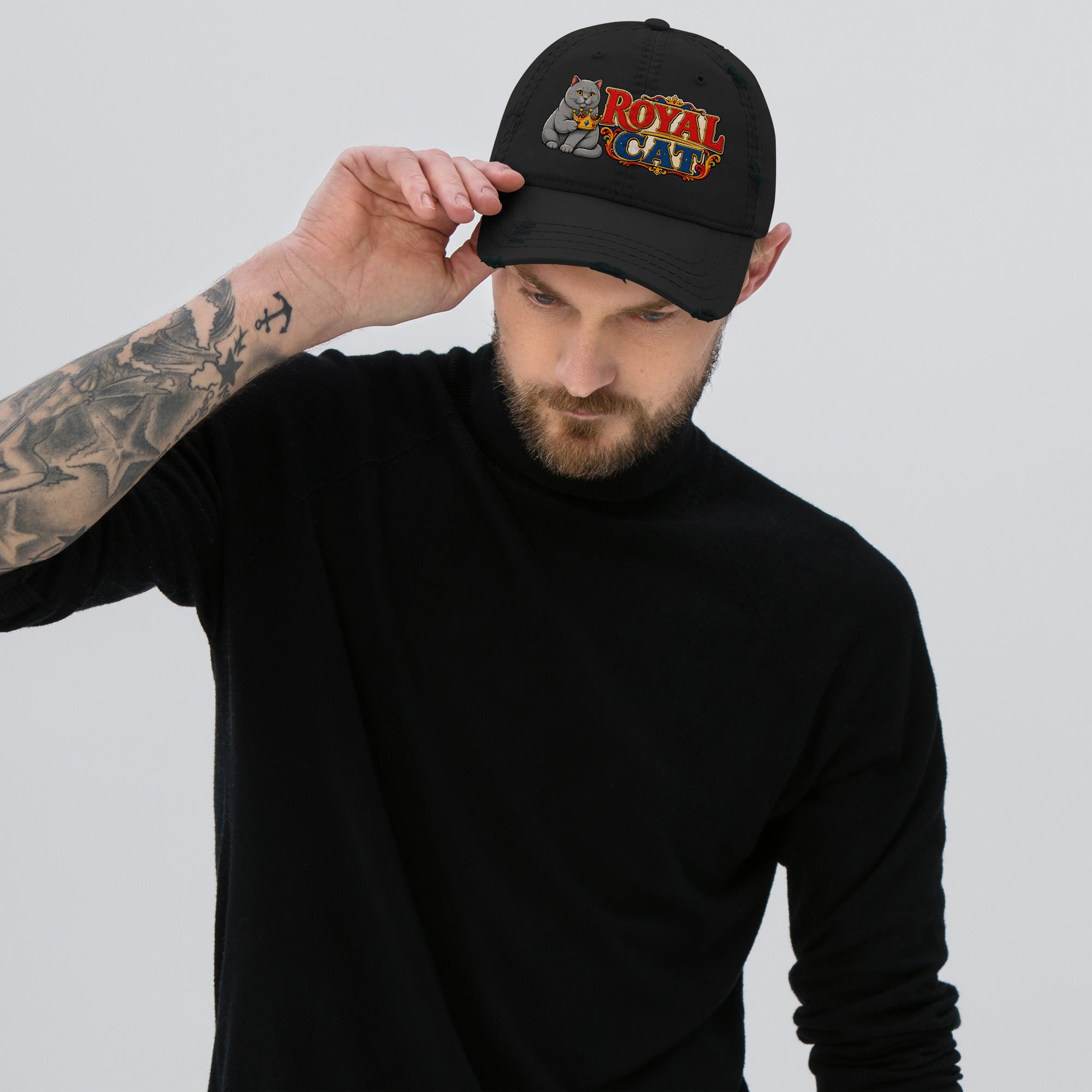 Royal Cat British Shorthair | Distressed Dad Hat for Cat Lovers by printfluence.net