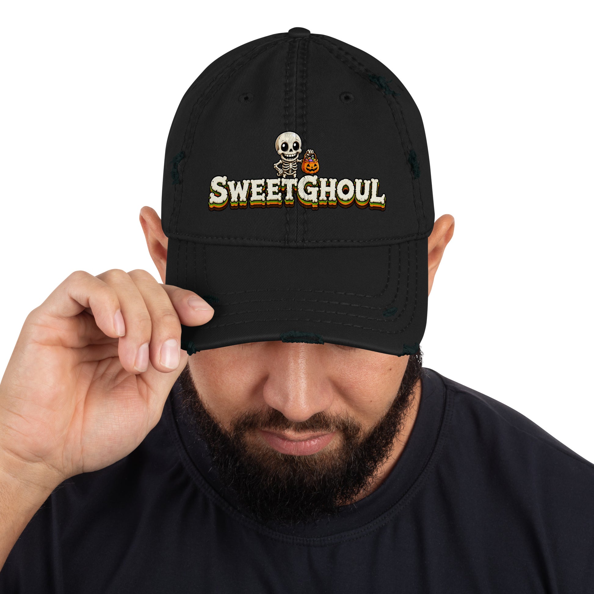 Sweetghoul Distressed Horror Mystery Vintage Dad Hat by printfluence.net