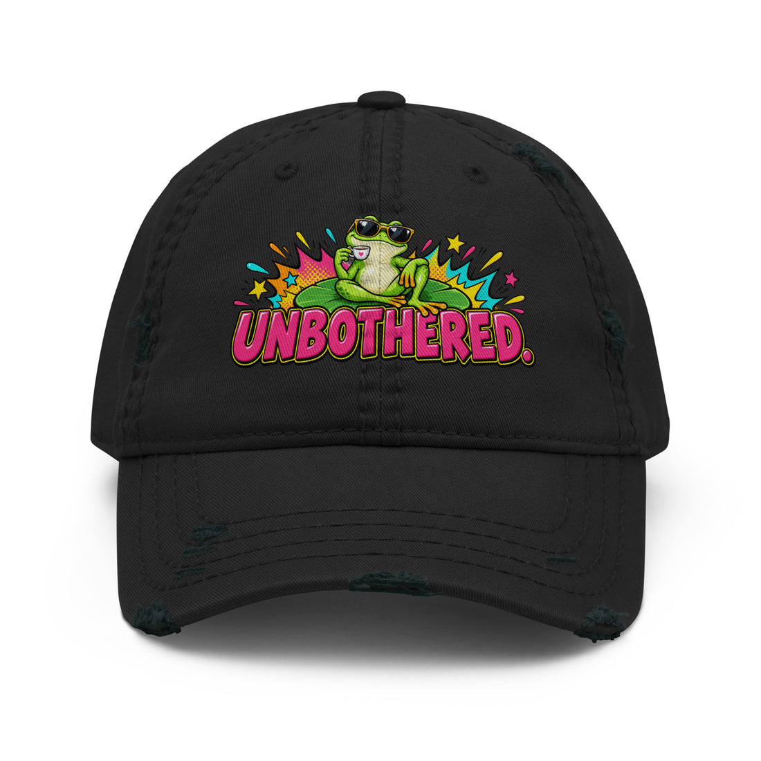 Sarcastic Humor Lovers | Distressed Dad Hat — UNBOTHERED. by printfluence