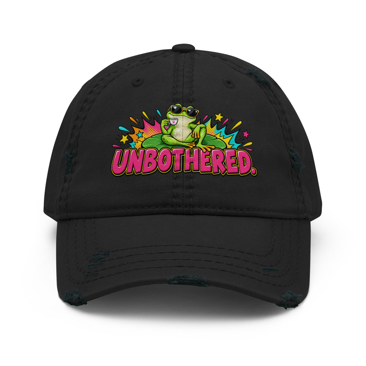 Sarcastic Humor Lovers | Distressed Dad Hat — UNBOTHERED. by printfluence