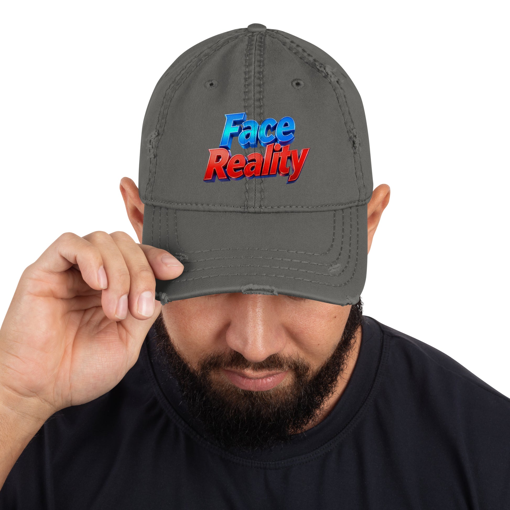 Distressed Dad Hat - Face Reality Distressed Dad Hat – Raw Truth Vintage Style by printfluence.net