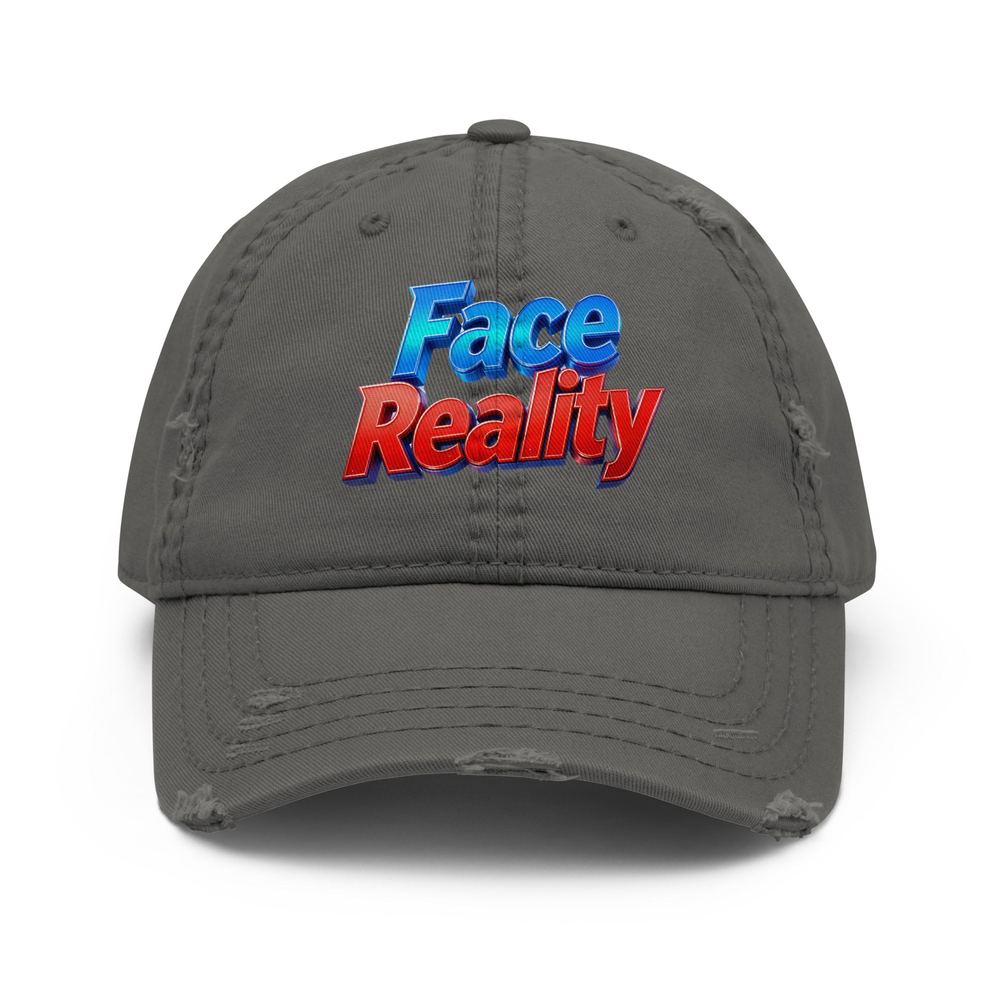 Distressed Dad Hat - Face Reality Distressed Dad Hat – Raw Truth Vintage Style by printfluence.net