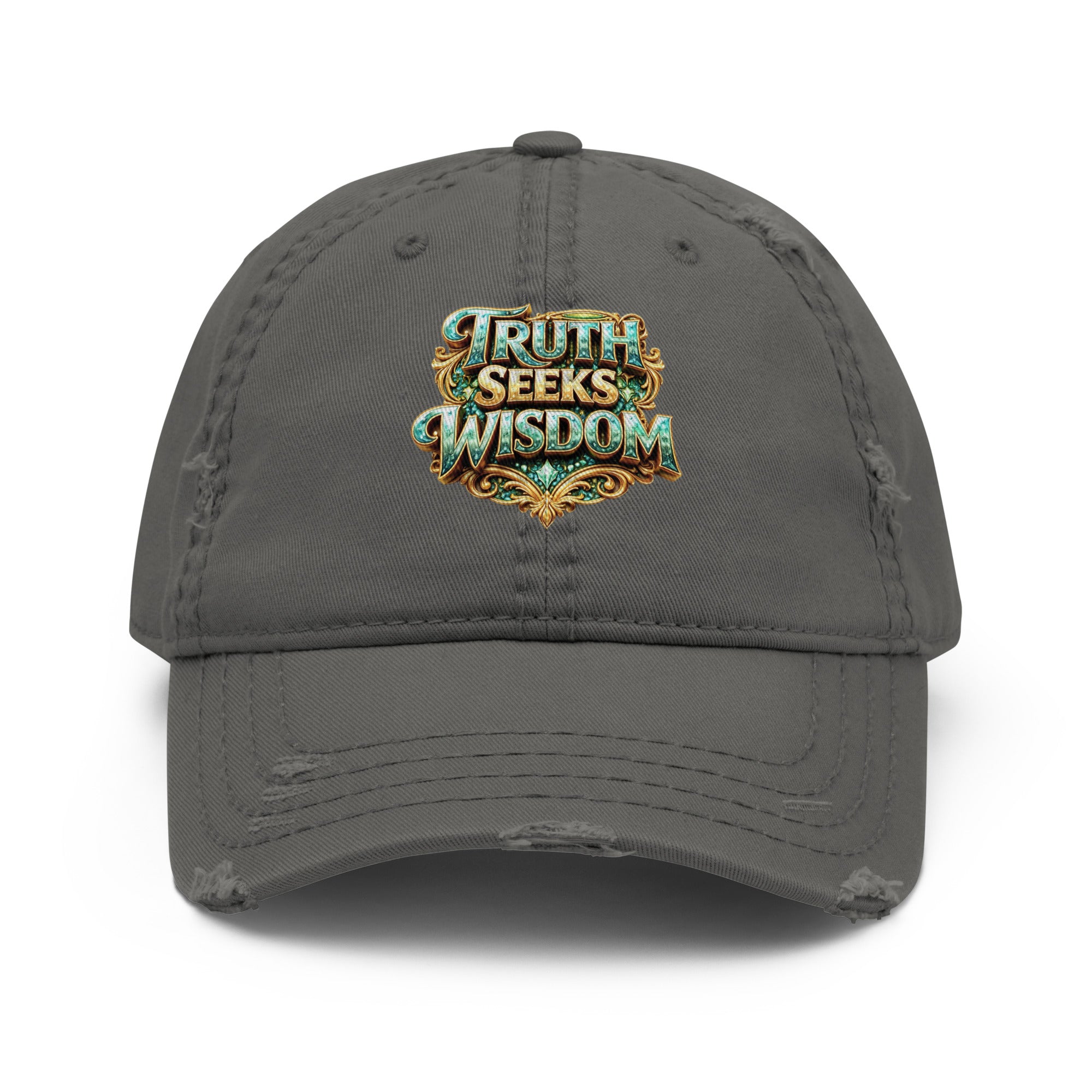 Distressed Dad Hat - Truth Seeks Wisdom Distressed Dad Hat – Vintage Philosophy Quote Cap by printfluence.net