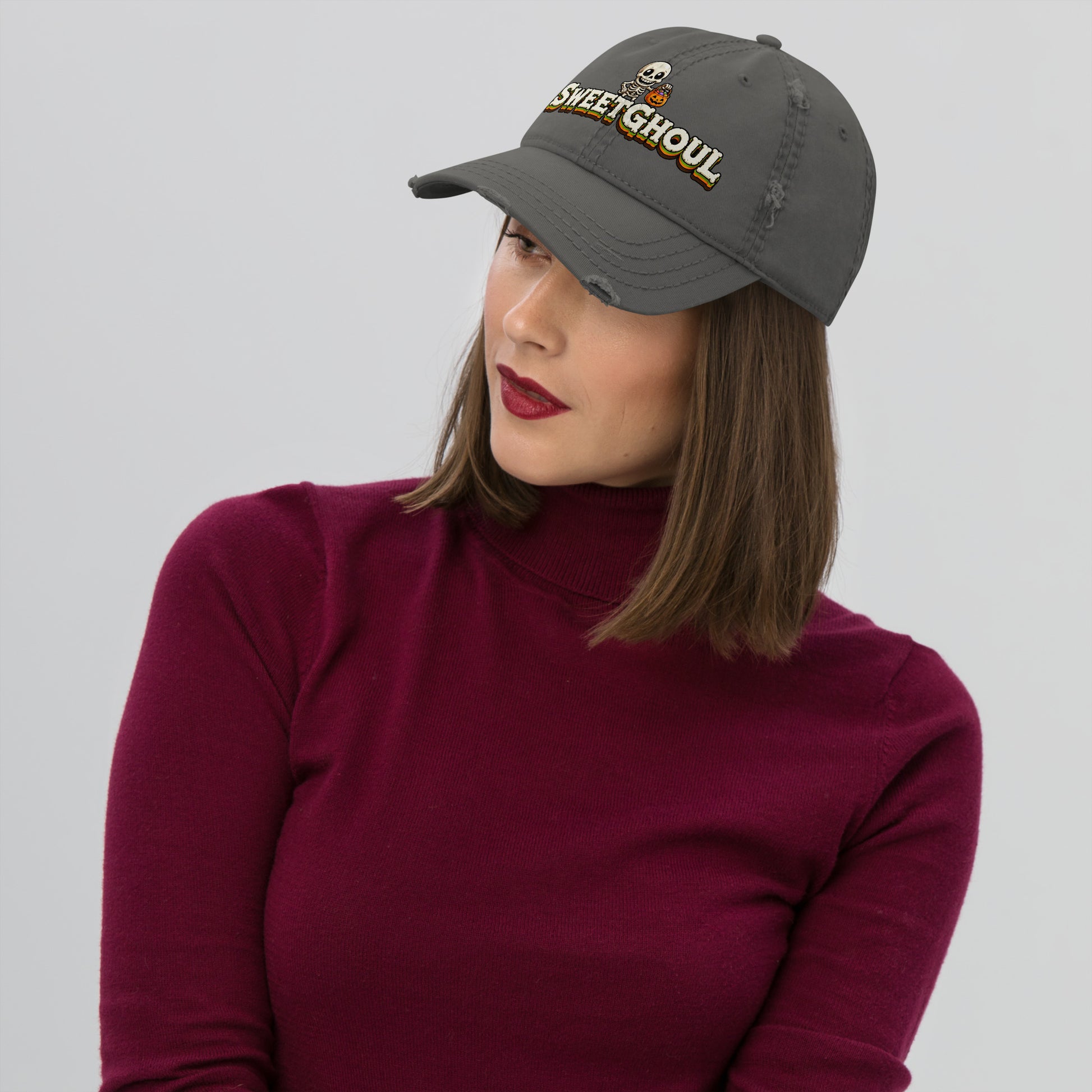 Sweetghoul Distressed Horror Mystery Vintage Dad Hat by printfluence.net