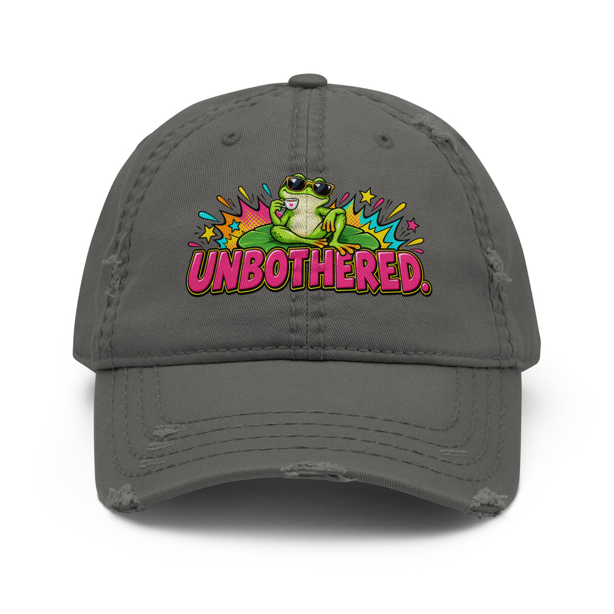 Sarcastic Humor Lovers | Distressed Dad Hat — UNBOTHERED. by printfluence
