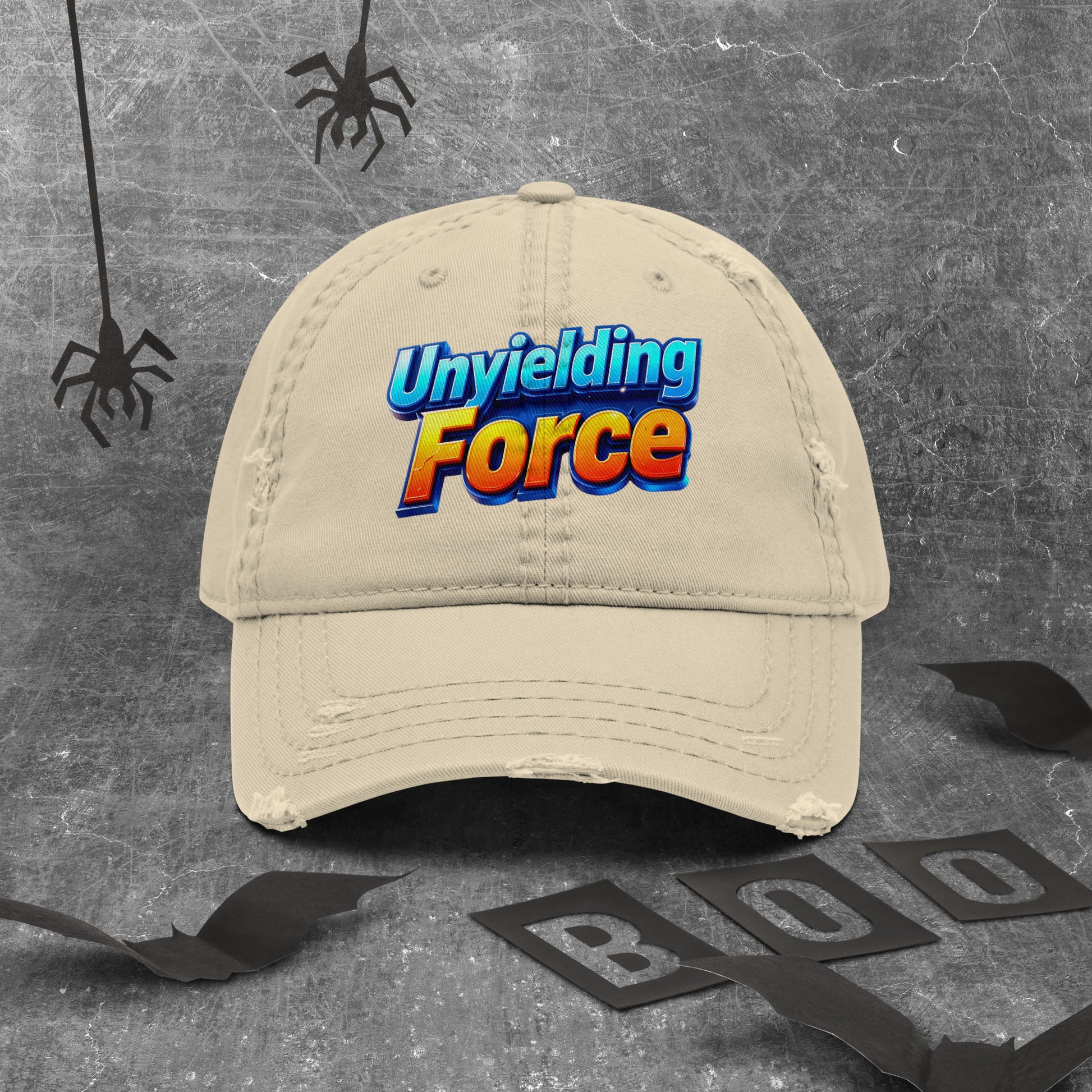 Distressed Dad Hat - Unyielding Force Distressed Dad Hat – Glow Power Vintage Cap by printfluence.net