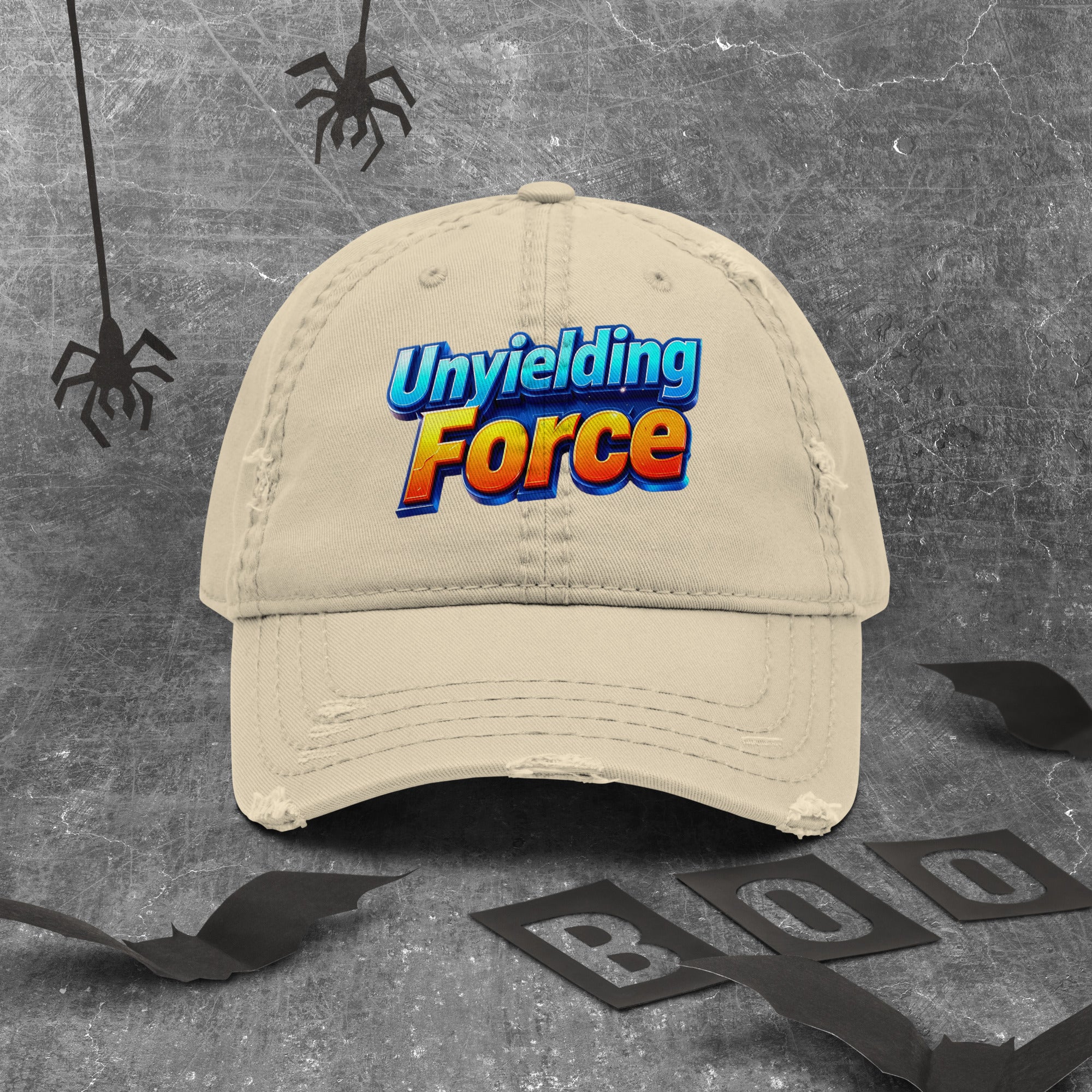 Distressed Dad Hat - Unyielding Force Distressed Dad Hat – Glow Power Vintage Cap by printfluence.net