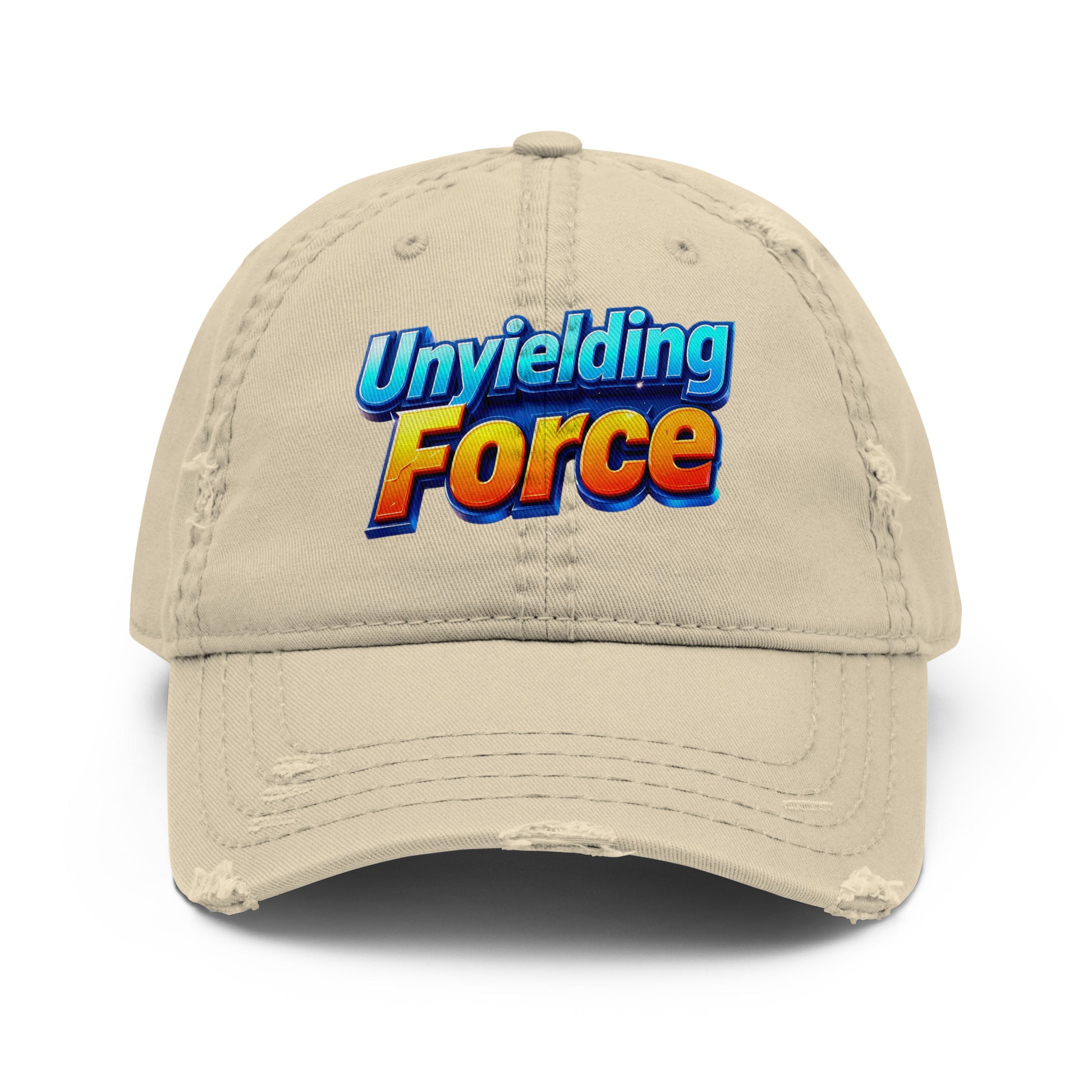 Distressed Dad Hat - Unyielding Force Distressed Dad Hat – Glow Power Vintage Cap by printfluence.net