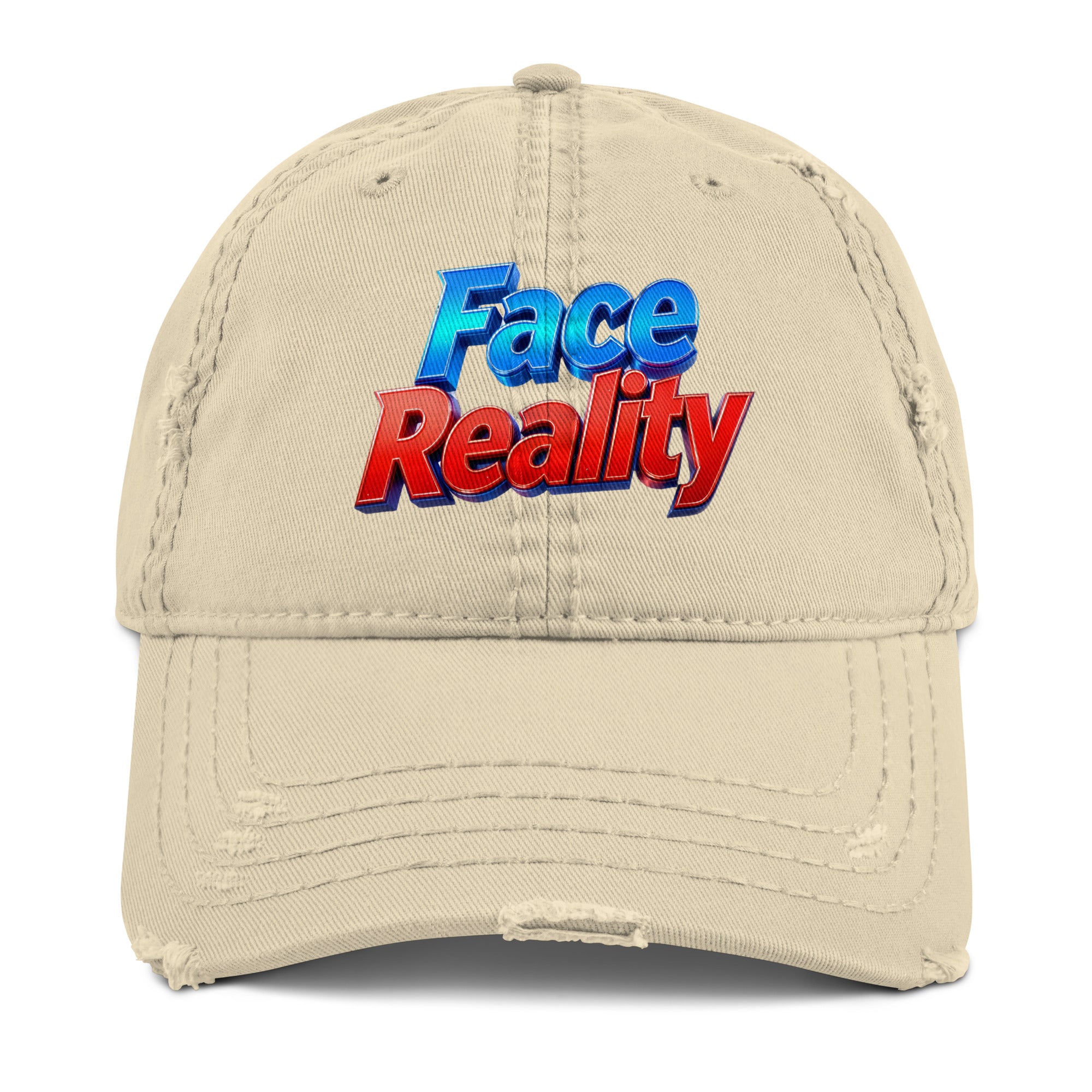 Distressed Dad Hat - Face Reality Distressed Dad Hat – Raw Truth Vintage Style by printfluence.net