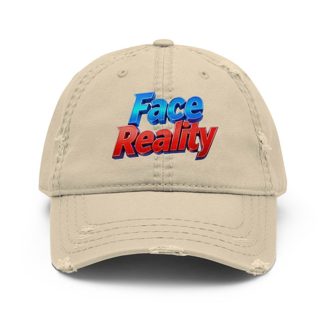 Distressed Dad Hat - Face Reality Distressed Dad Hat – Raw Truth Vintage Style by printfluence.net