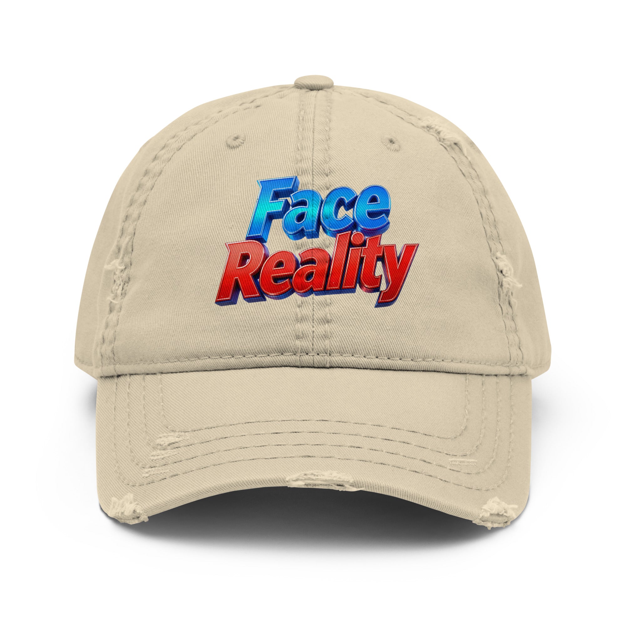 Distressed Dad Hat - Face Reality Distressed Dad Hat – Raw Truth Vintage Style by printfluence.net