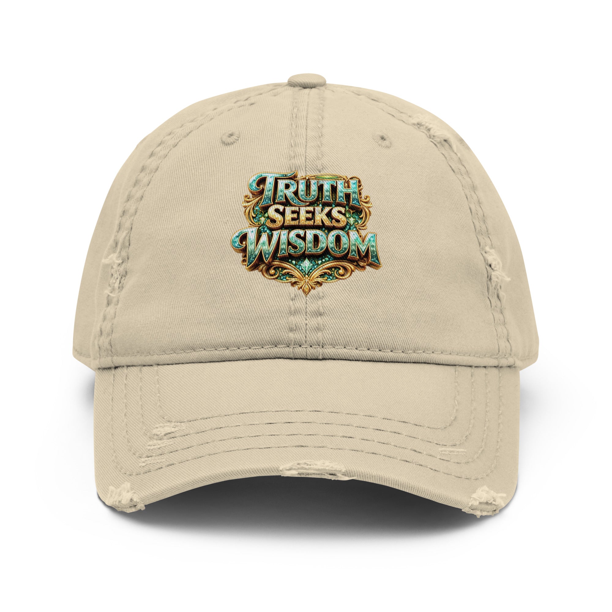 Distressed Dad Hat - Truth Seeks Wisdom Distressed Dad Hat – Vintage Philosophy Quote Cap by printfluence.net