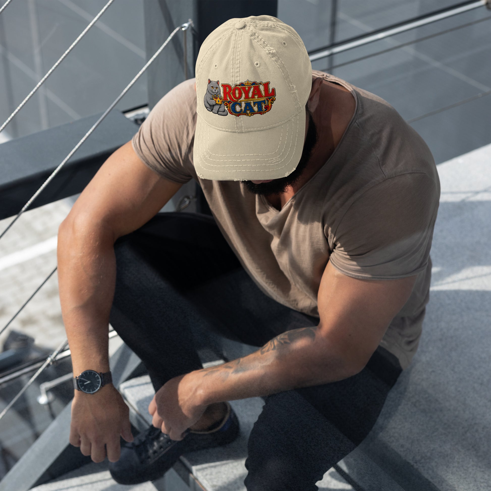 Royal Cat British Shorthair | Distressed Dad Hat for Cat Lovers by printfluence.net