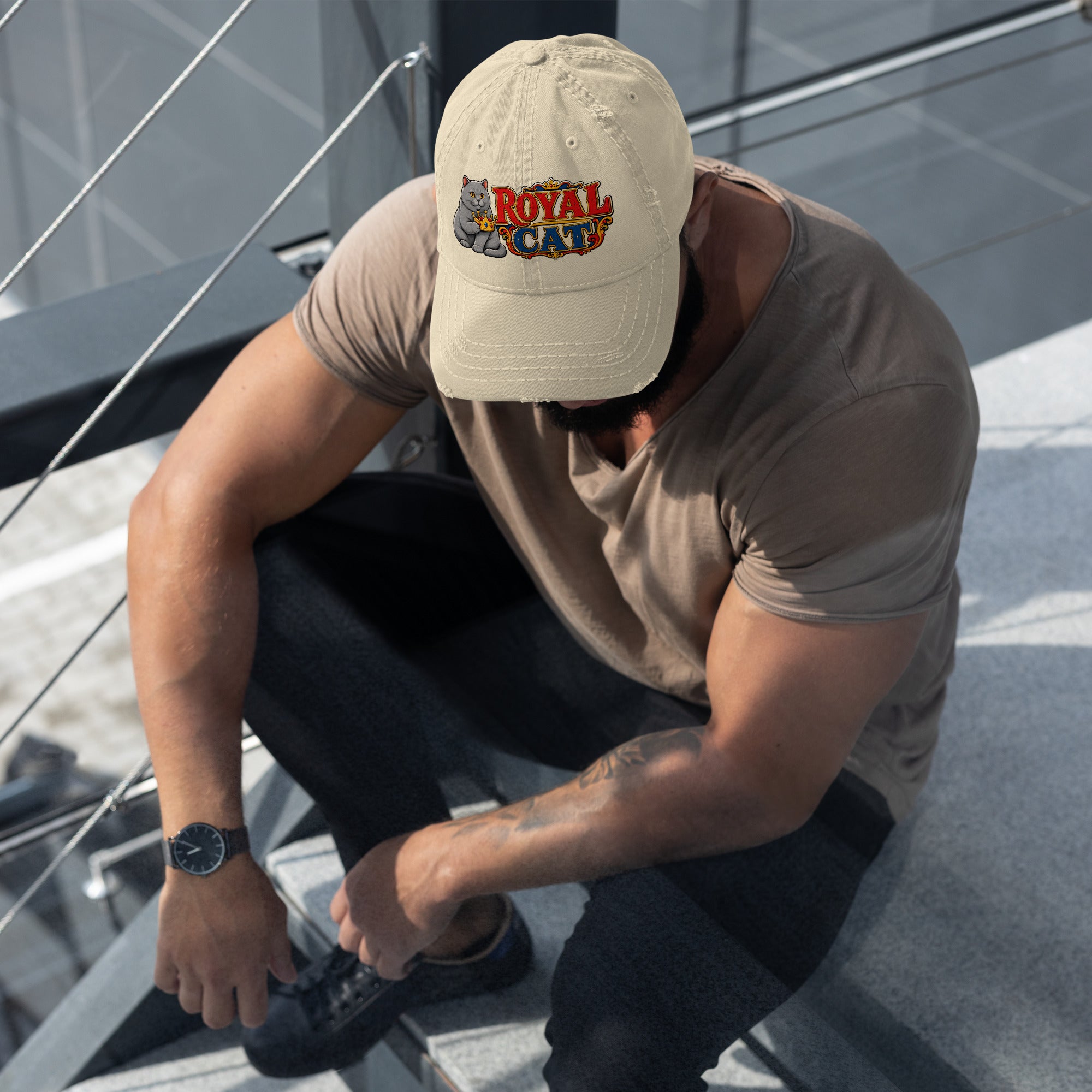 Royal Cat British Shorthair | Distressed Dad Hat for Cat Lovers by printfluence.net