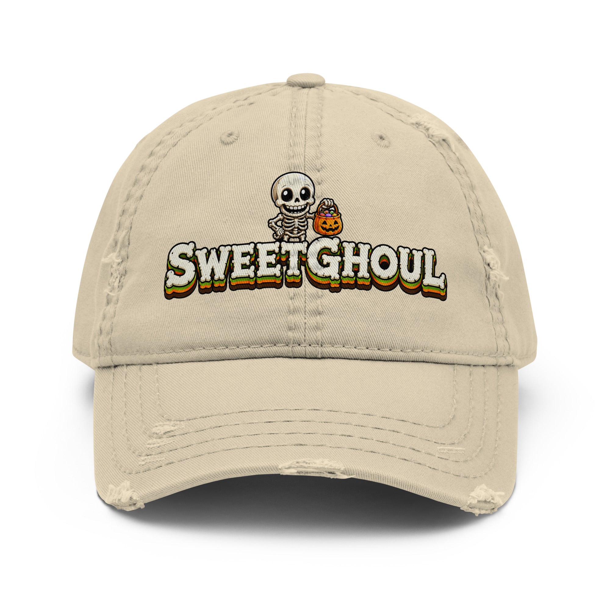 Sweetghoul Distressed Horror Mystery Vintage Dad Hat by printfluence.net