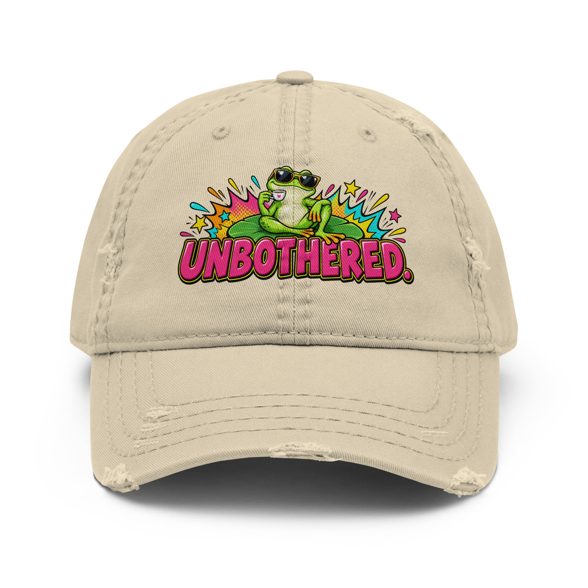 Sarcastic Humor Lovers | Distressed Dad Hat — UNBOTHERED. by printfluence