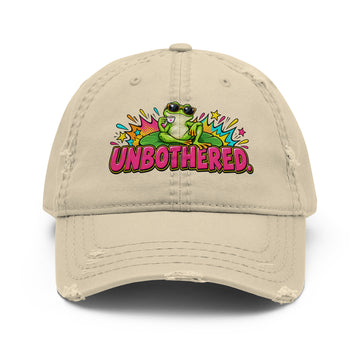 Sarcastic Humor Lovers | Distressed Dad Hat — UNBOTHERED. by printfluence