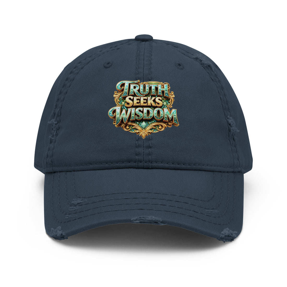 Distressed Dad Hat - Truth Seeks Wisdom Distressed Dad Hat – Vintage Philosophy Quote Cap by printfluence.net