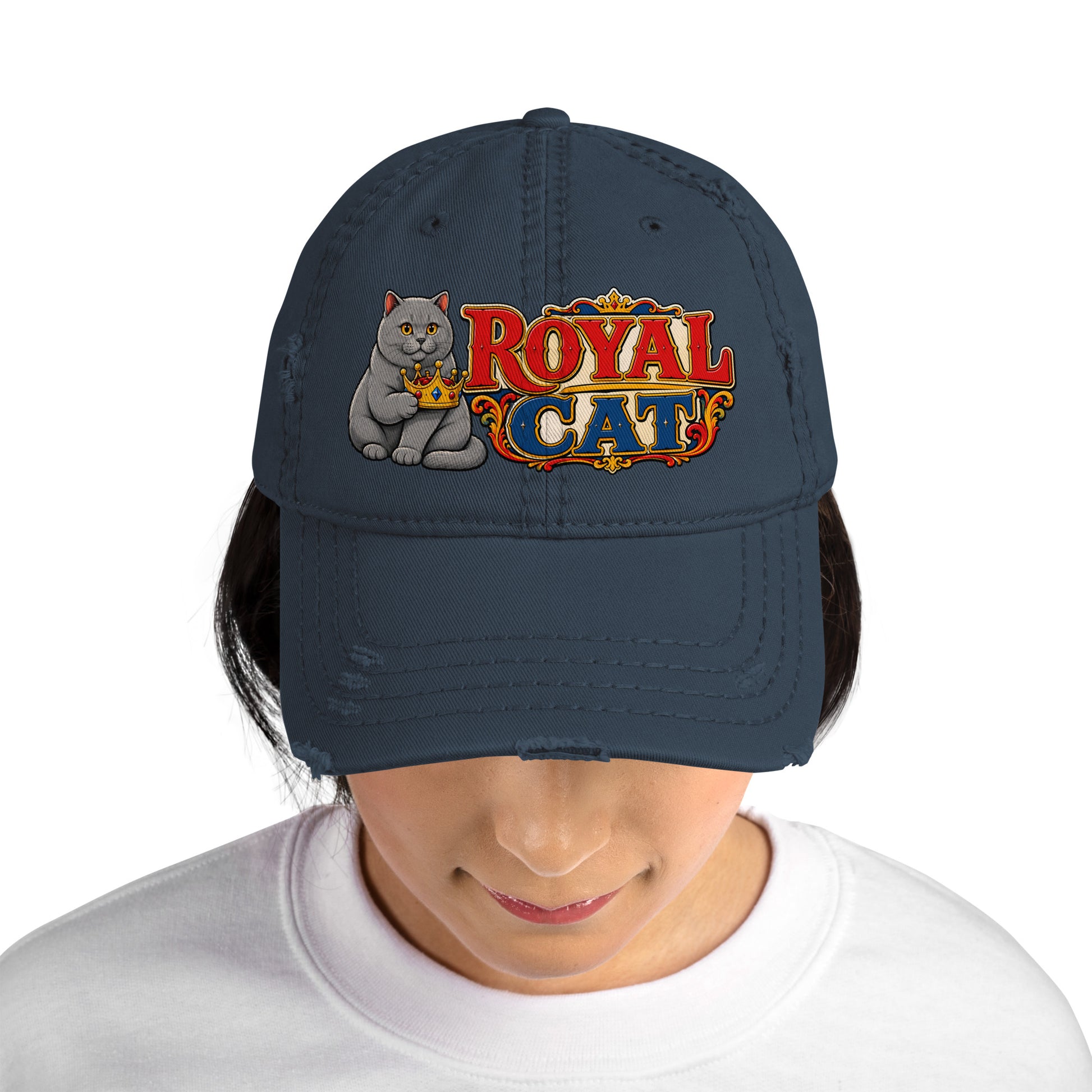 Royal Cat British Shorthair | Distressed Dad Hat for Cat Lovers by printfluence.net